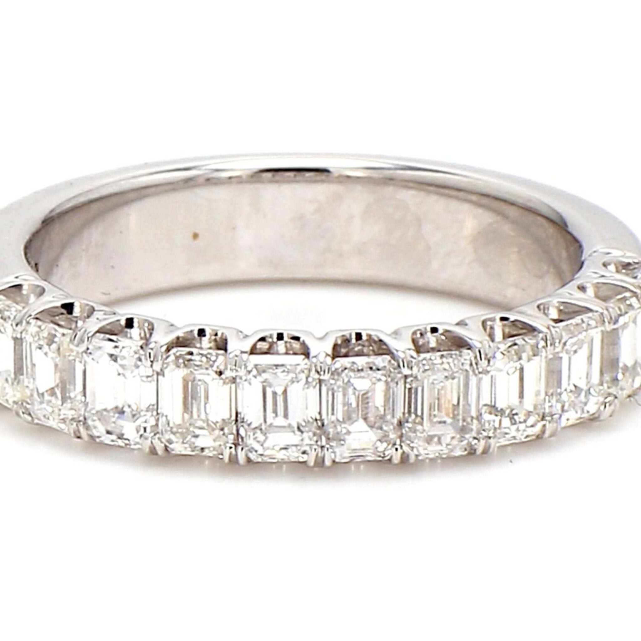 Ninacci 18K White Gold 11-Stone Emerald Cut Diamond Band Ring - 1.47 Carat Total Diamond Weight - Size 6