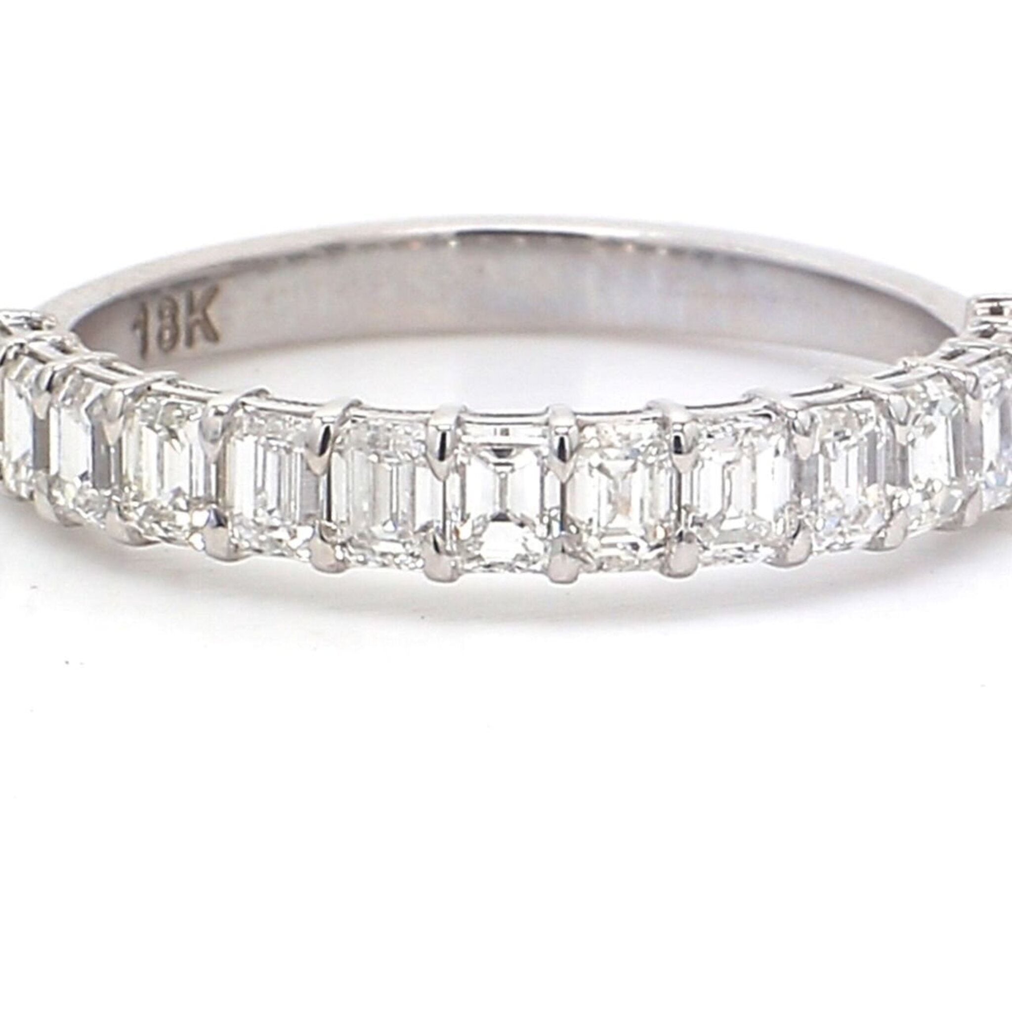 Ninacci 18K White Gold 14-Stone Emerald Cut Diamond Band - 1.21 Carat Total Diamond Weight - Size 6.25