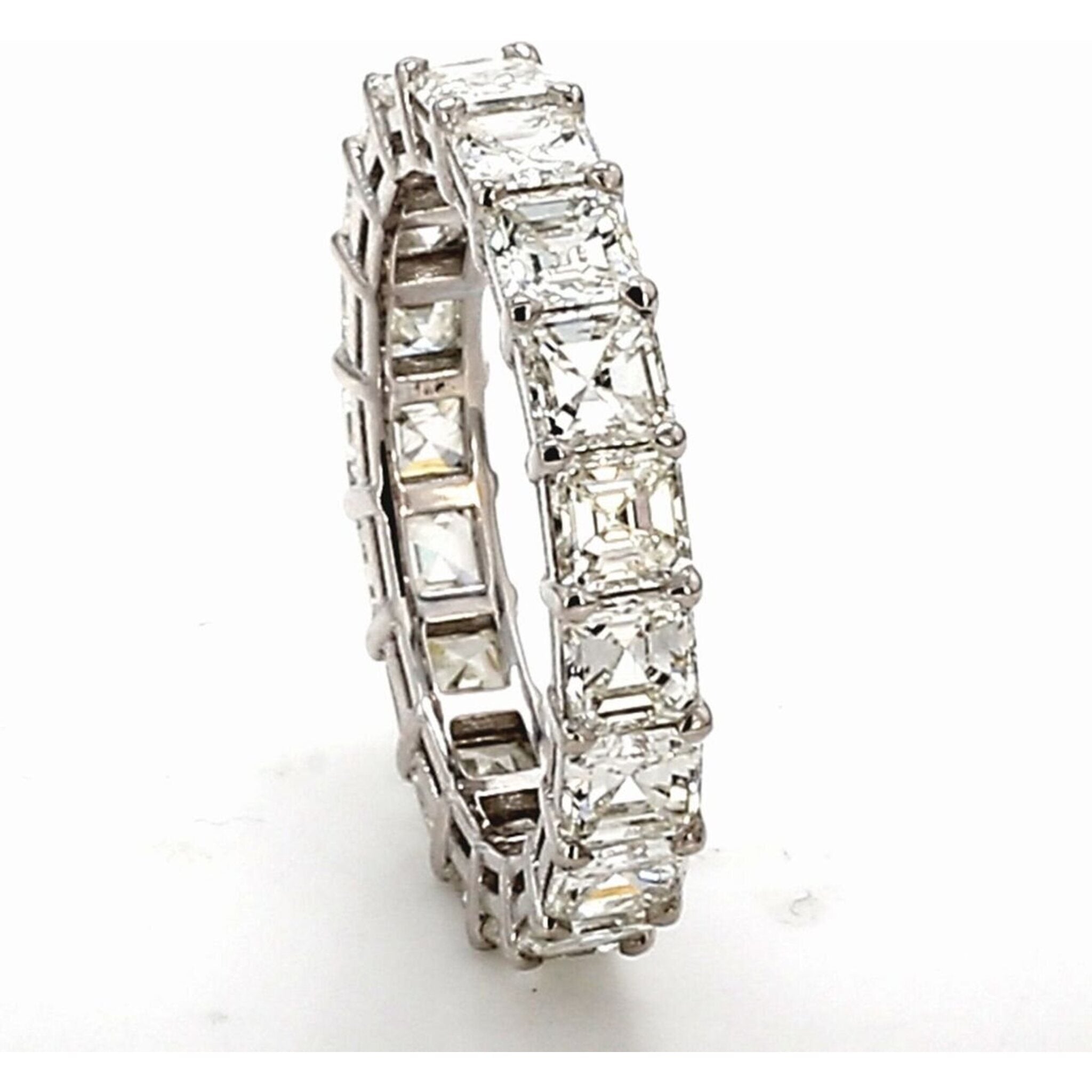 Ninacci 18K White Gold 19-Stone Asscher Cut Diamond Eternity Band - 3.83 Carat Total Diamond Weight - Size 6.0
