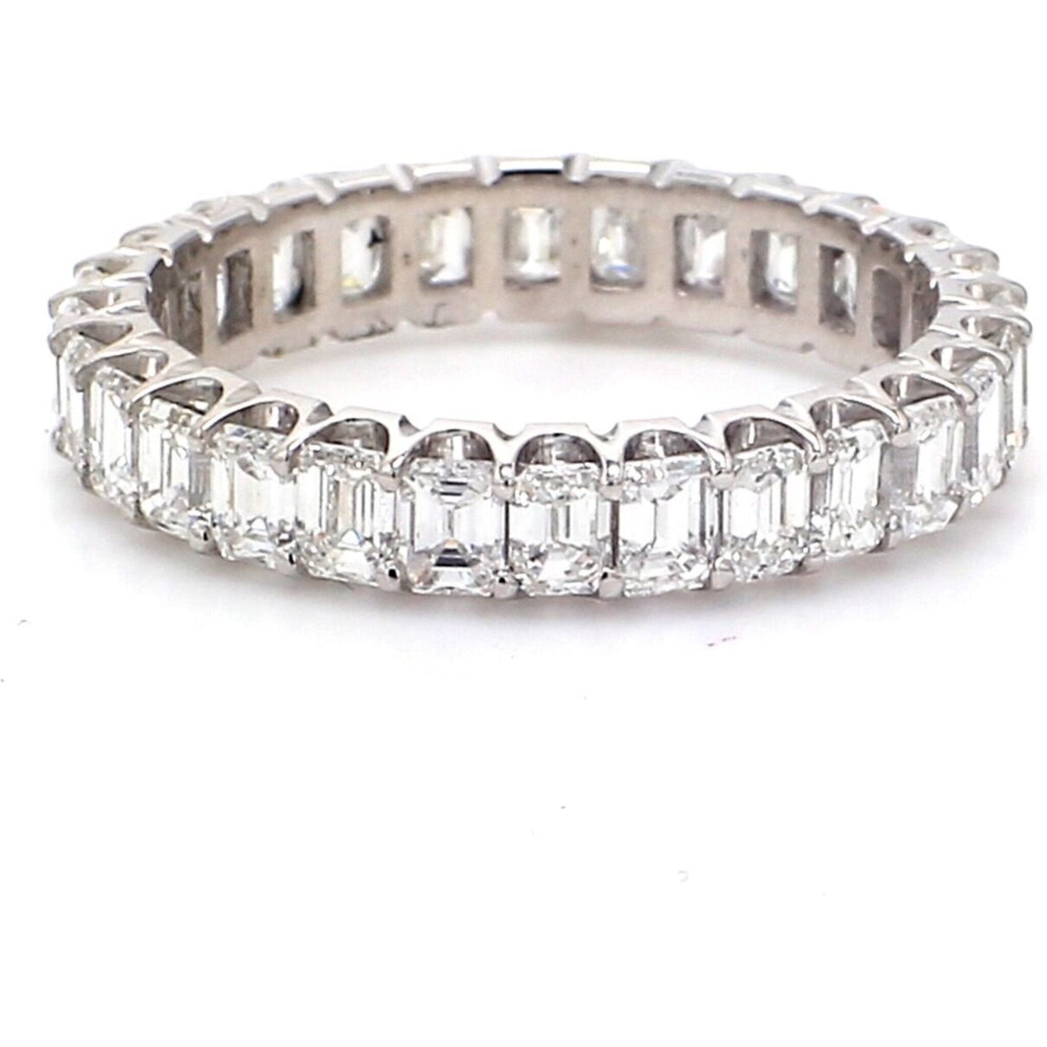 Ninacci 18K White Gold 2.38 Carats Emerald Cut Diamond Eternity Band - Size 6.0