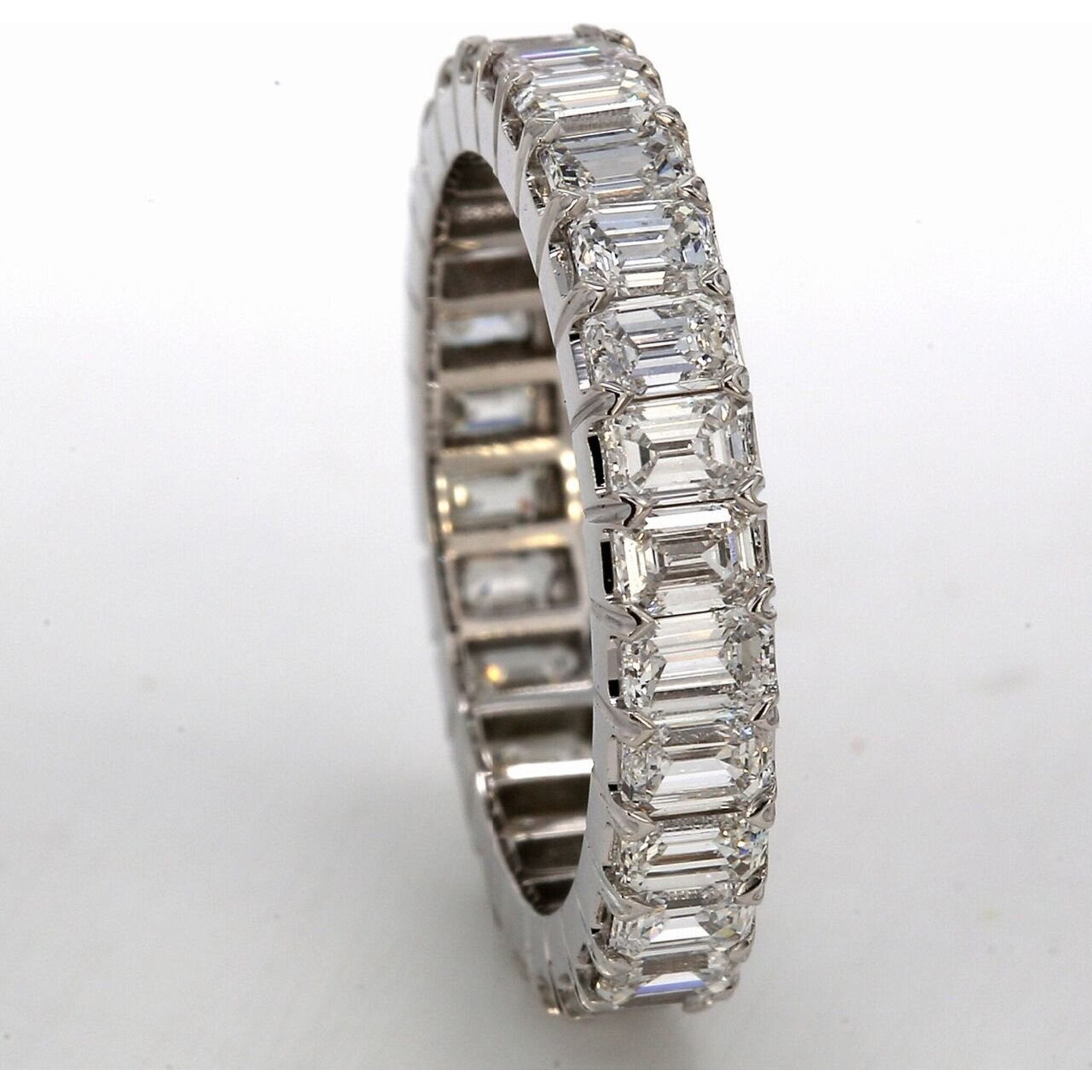 Ninacci 18K White Gold 2.83 Carats Emerald Cut Diamond Eternity Band - Size 5.25