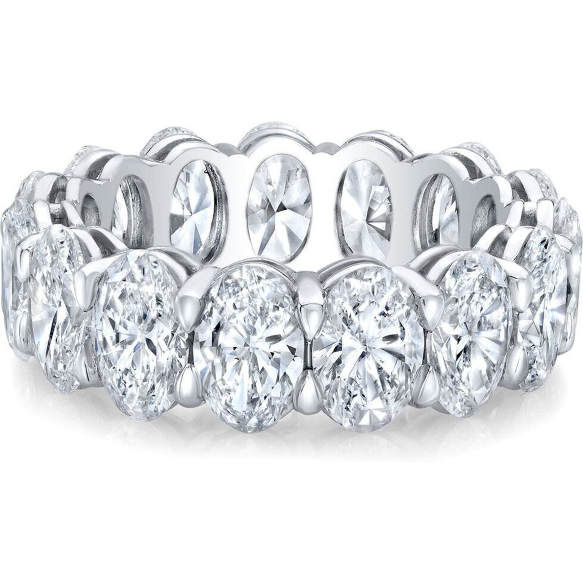 Ninacci 18K White Gold 3.25 Carats Oval Diamond Eternity Band - Size 7.0