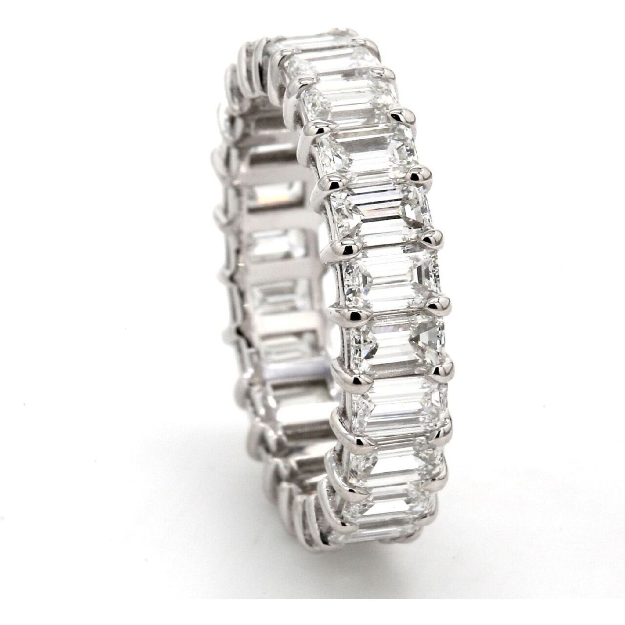 Ninacci 18K White Gold 3.38 Carat Total Diamond Weight Emerald Cut Diamond Eternity Band - Size 5.5