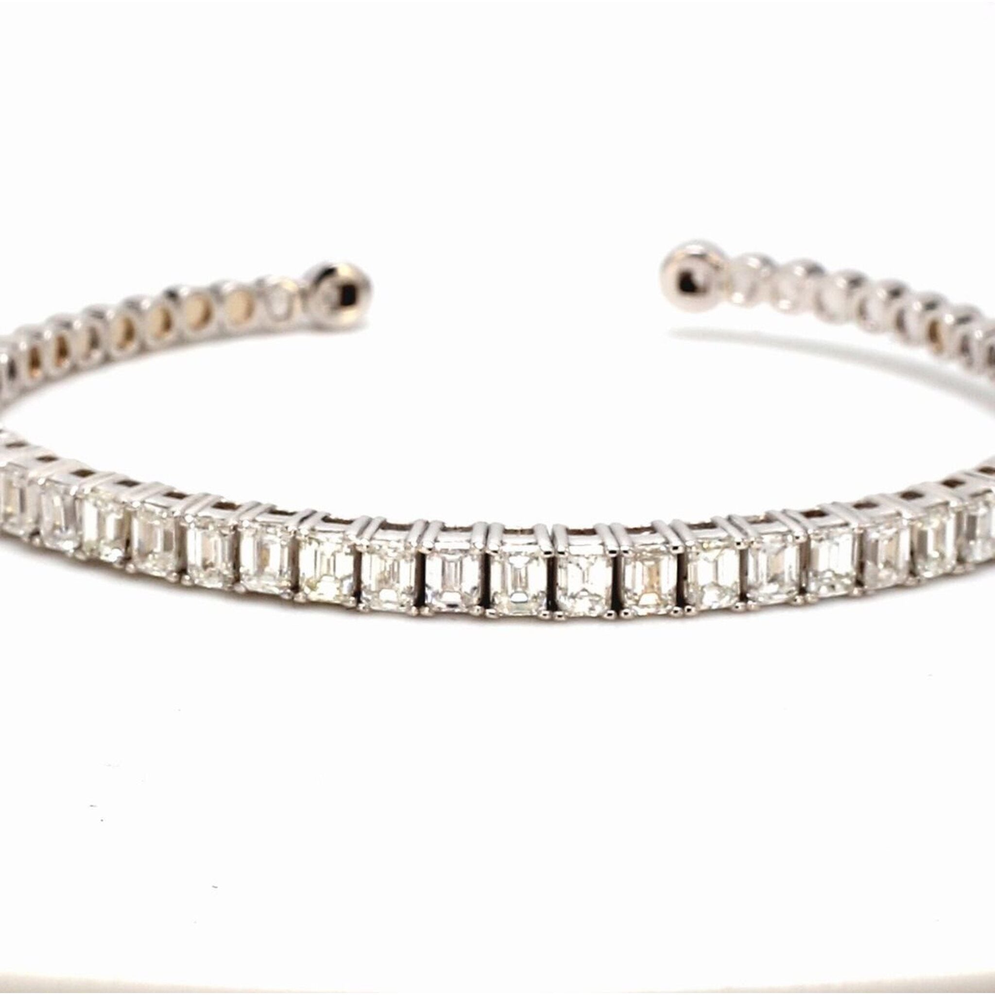 Ninacci 18K White Gold 3.89 Carat Total Diamond Weight Diamond Open Cuff Bangle