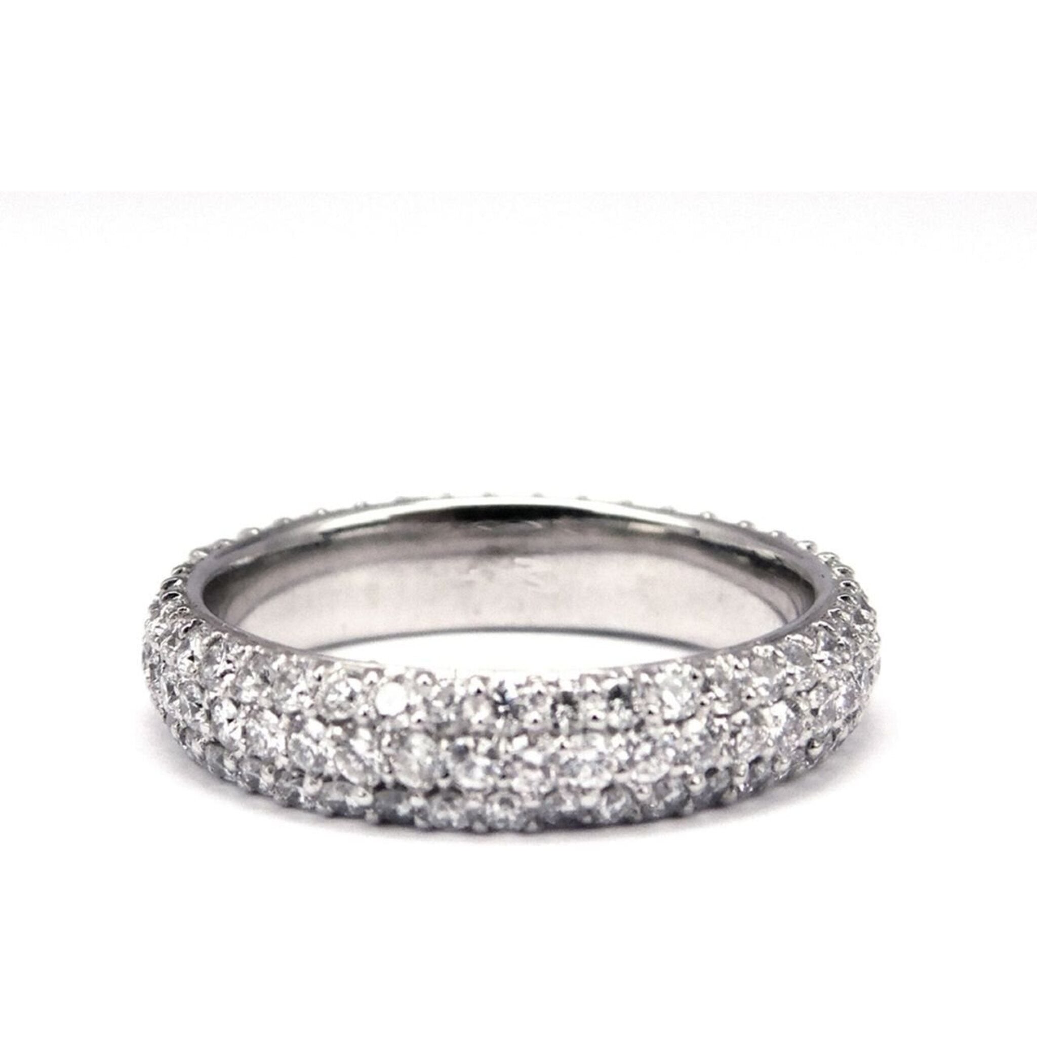 Ninacci 18K White Gold 3-Row Eternity Band with Pave Set Round Diamonds - 2.04 Carat Total Diamond Weight - Size 5.5