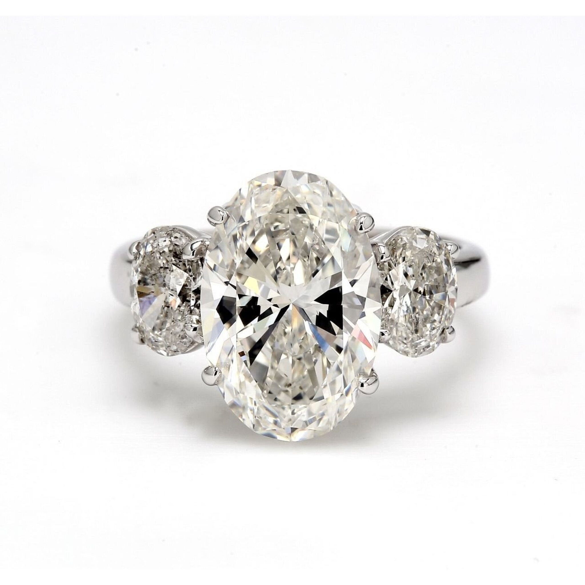 Ninacci 18K White Gold 3-Stone Oval Cut Diamond Engagement Ring - 1.29 Carat Total Diamond Weight - Size 6.5