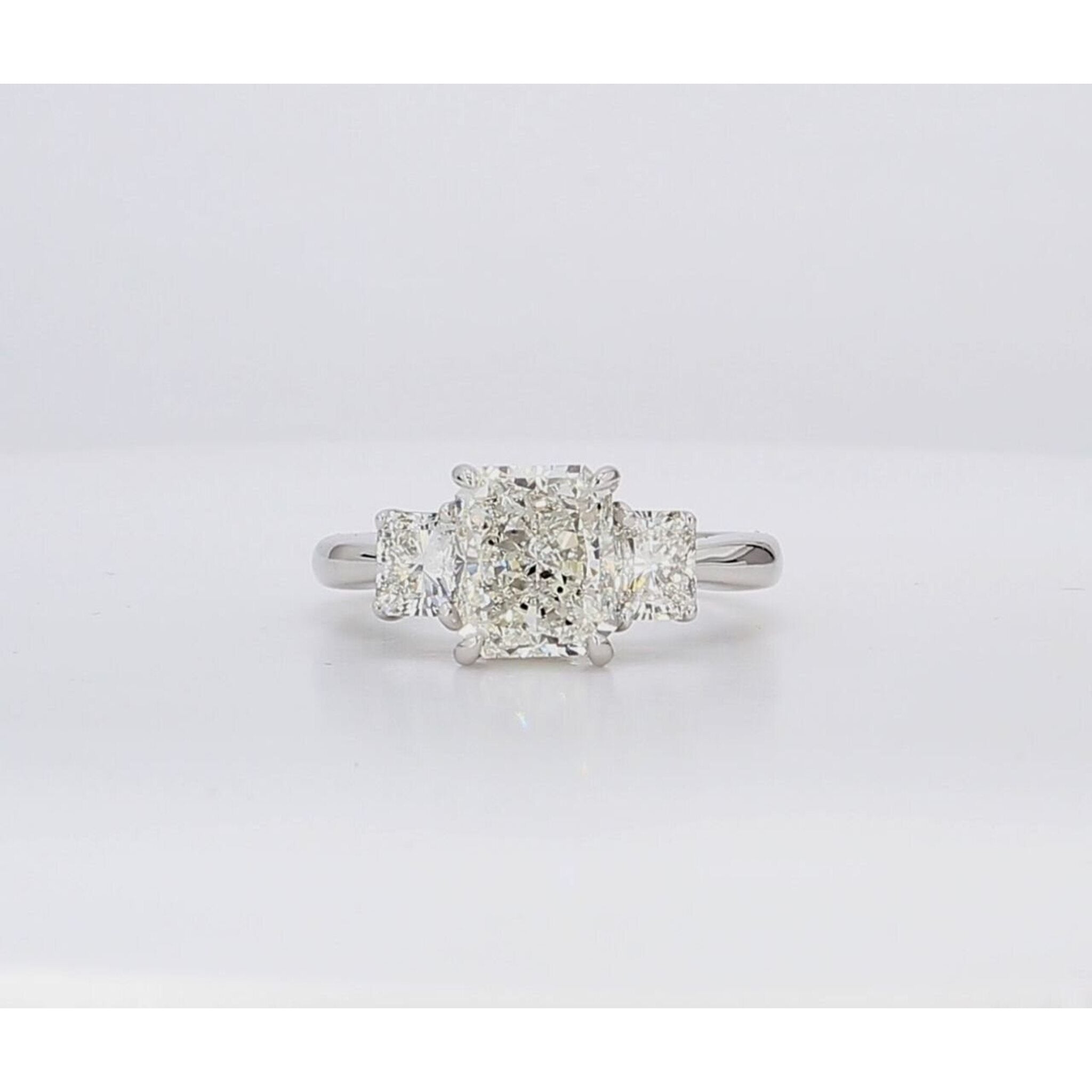 Ninacci 18K White Gold 3-Stone Radiant Cut Diamond Engagement Ring - 1.01 Carat Total Diamond Weight - Size 7.25