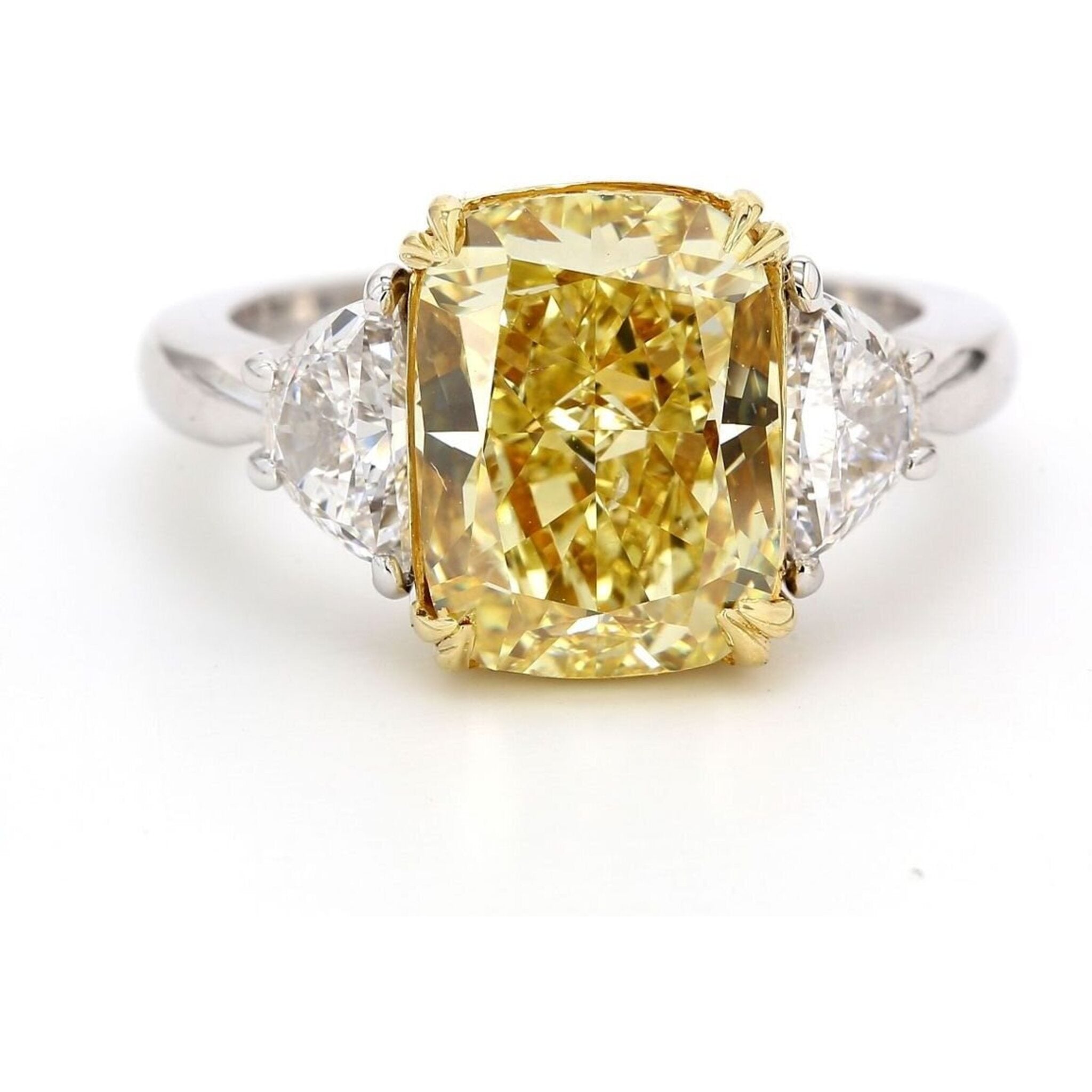 Ninacci 18K White Gold 3-Stone Semi-Mount Ring with Half Moon Diamond Sides - 1.00 Carat Total Diamond Weight