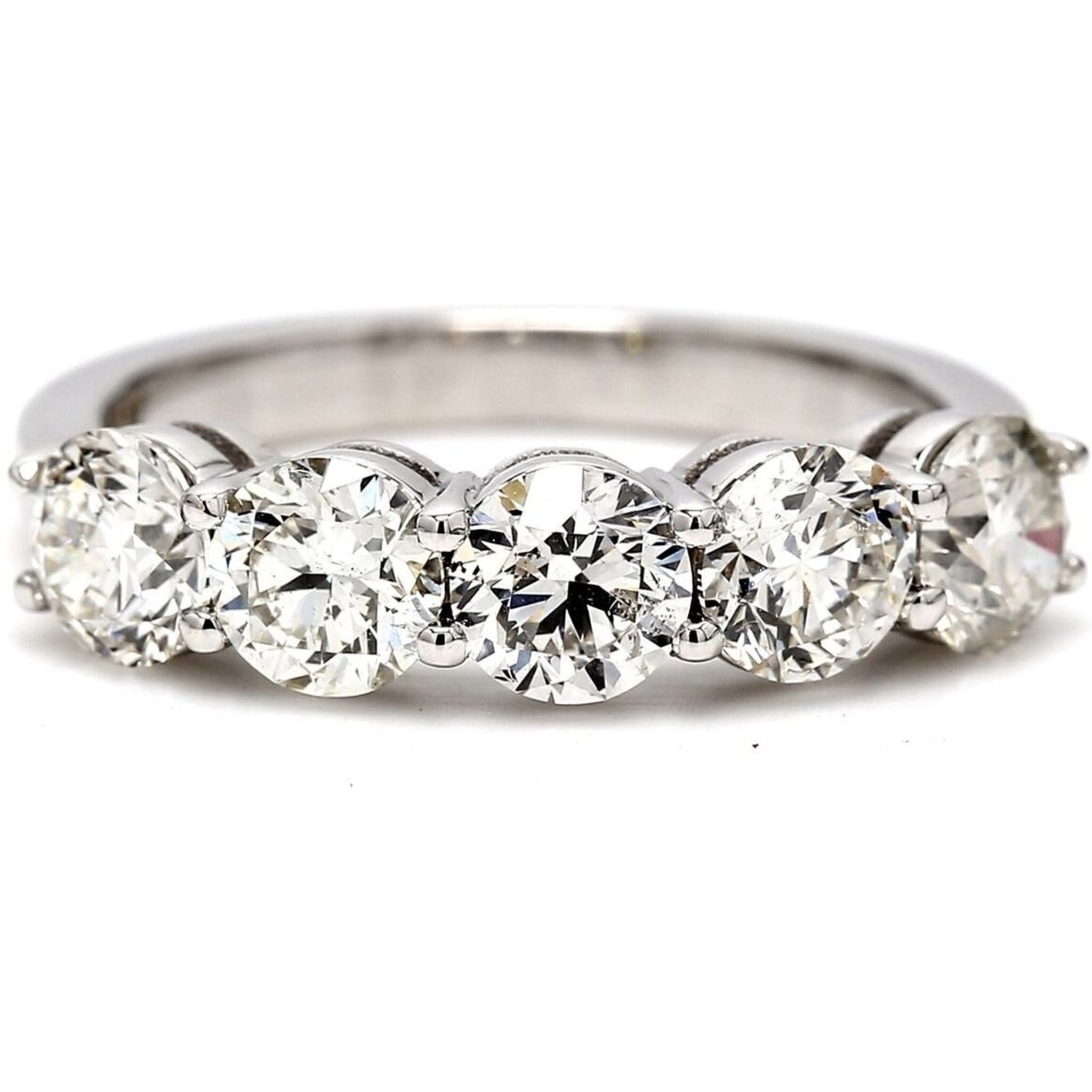 Ninacci 18K White Gold 5-Stone Diamond Band Ring - 1.99 Carat Total Diamond Weight - Size 6.0