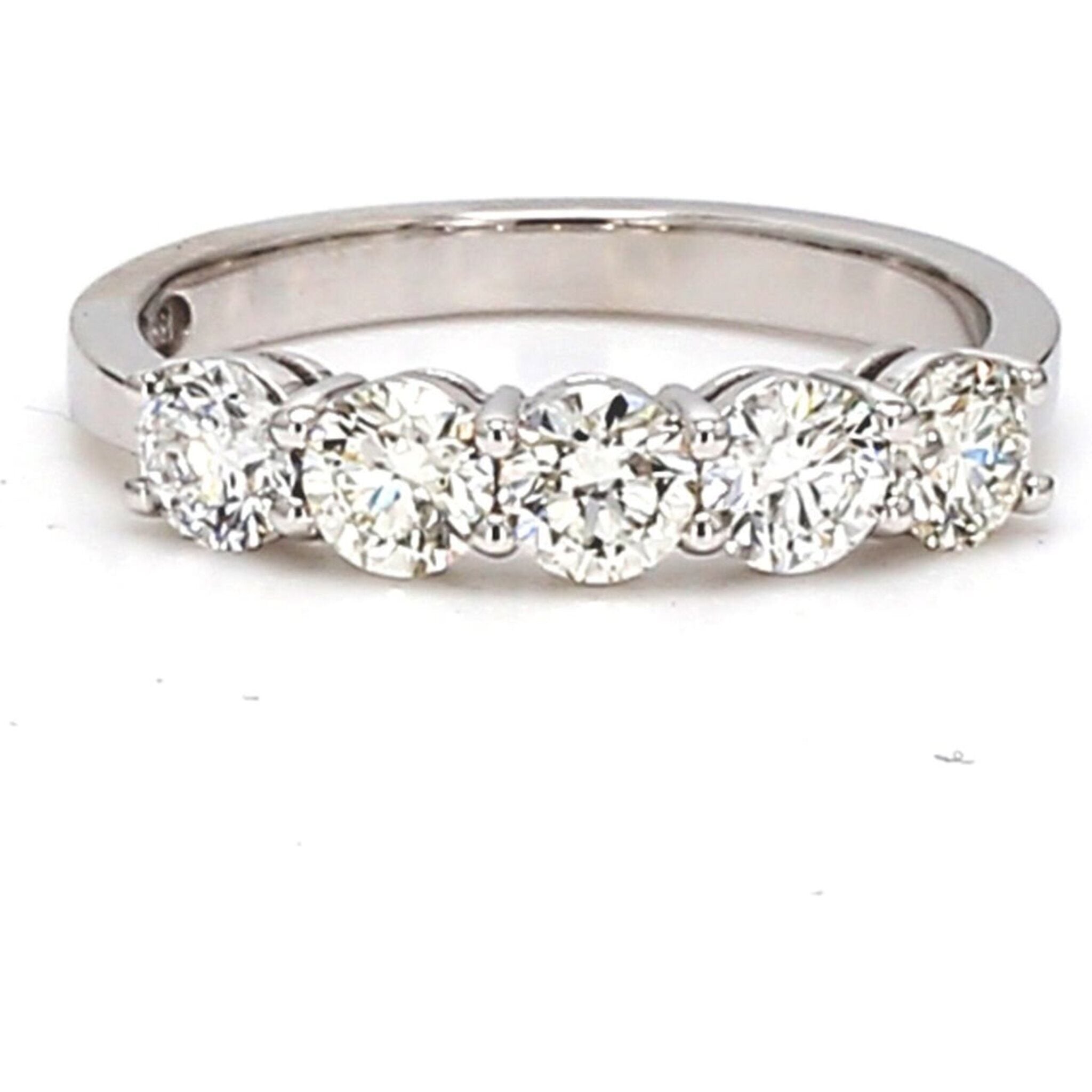 Ninacci 18K White Gold 5-Stone Diamond Harmony Ring - 1.03 Carat Total Diamond Weight - Size 6.0