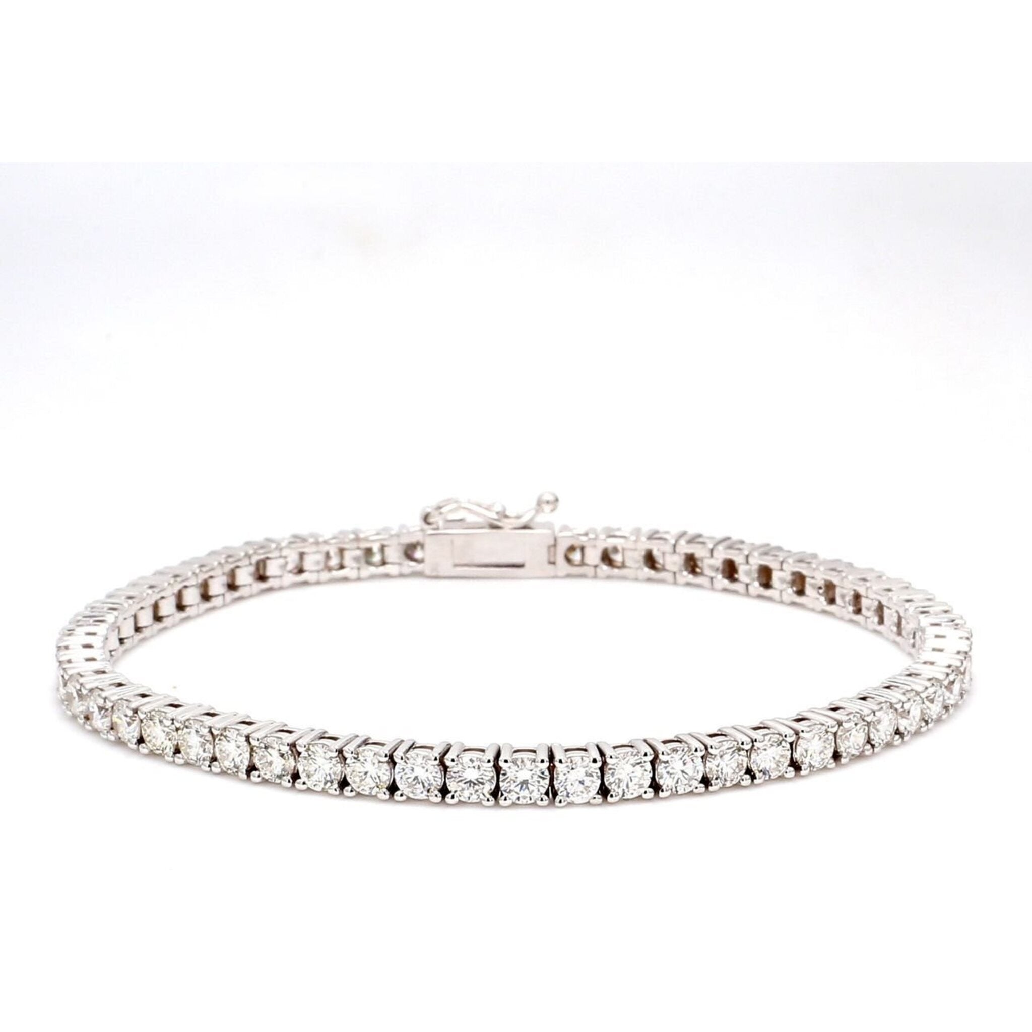 Ninacci 18K White Gold 7" 6.05 Carats Round Diamond Tennis Bracelet