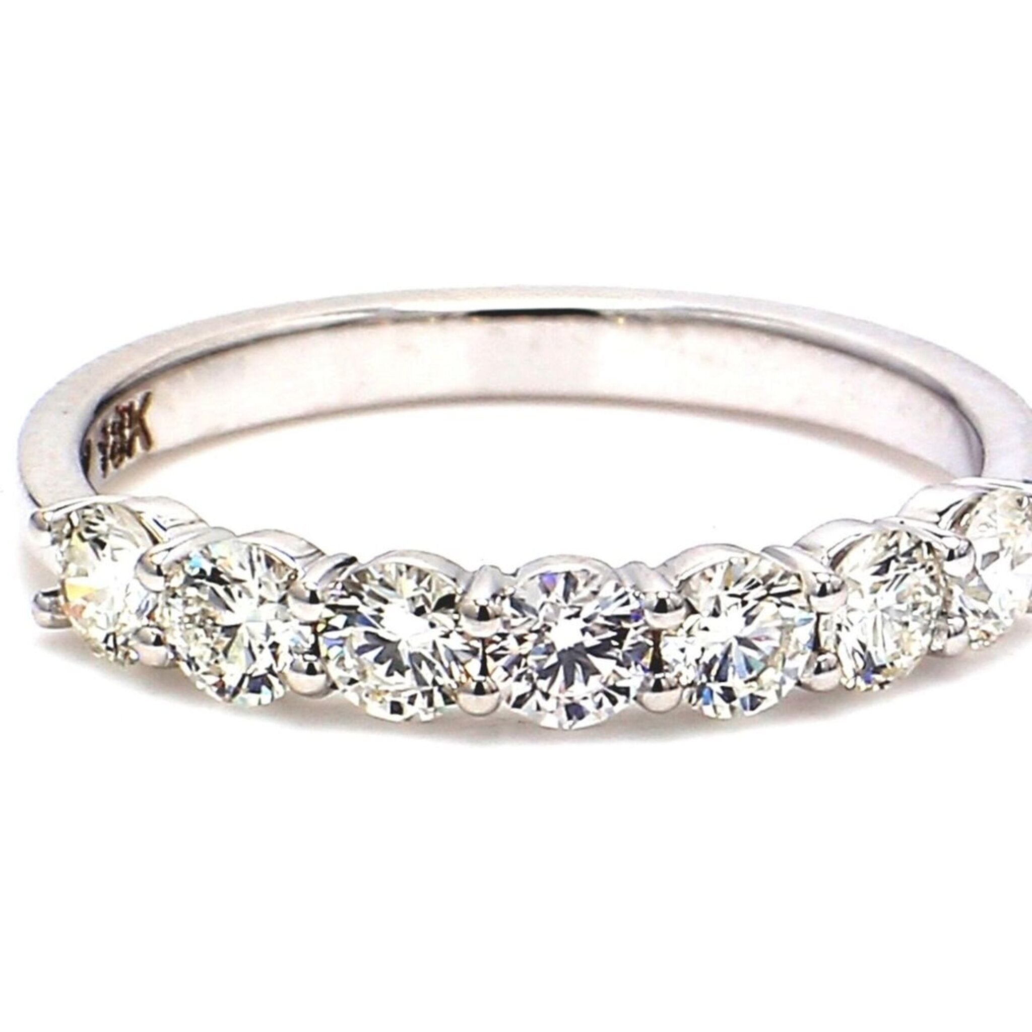 Ninacci 18K White Gold 7-Stone Diamond Band Ring - 0.84 Carat Total Diamond Weight - Size 7.0