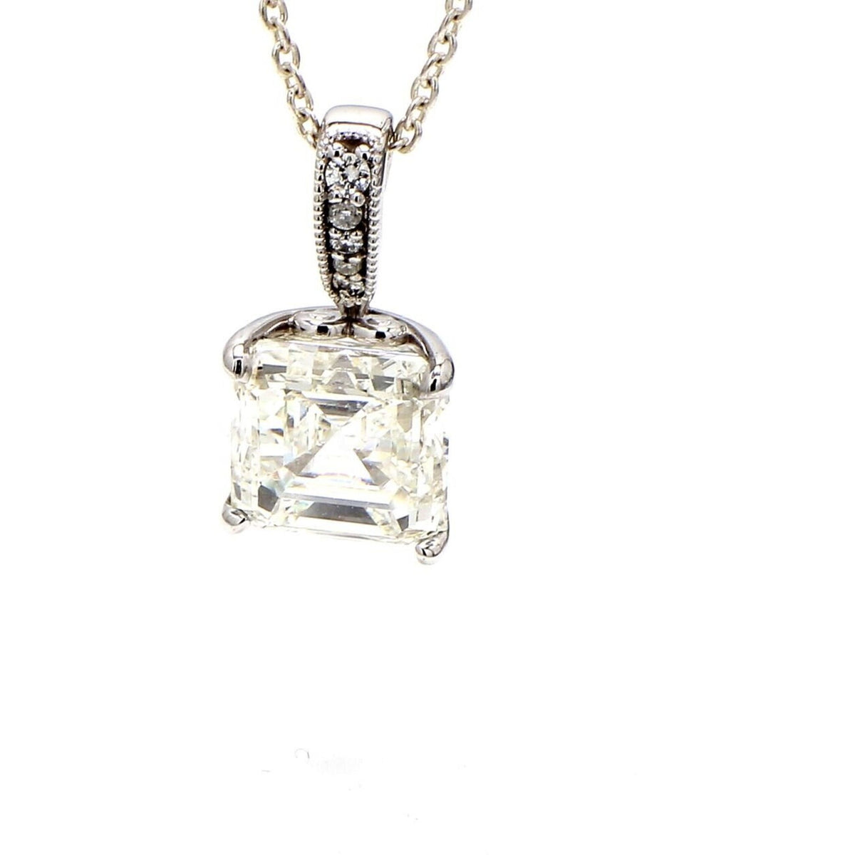 Ninacci 18K White Gold Asscher-Cut Diamond Pendant - 6.24 Carat Total Diamond Weight