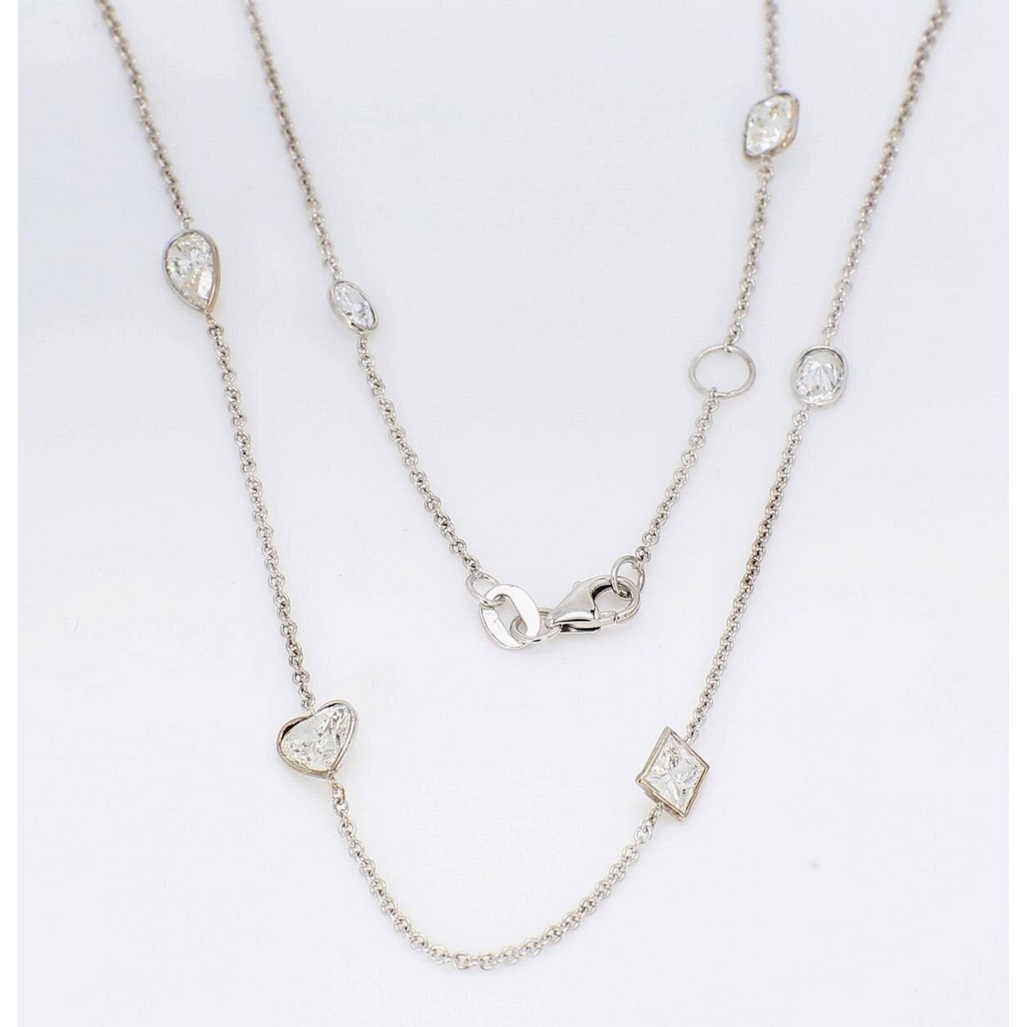 Ninacci 18K White Gold "Celestial Muse" Diamonds by the Yard Necklace - 3.55 Carat Total Diamond Weight
