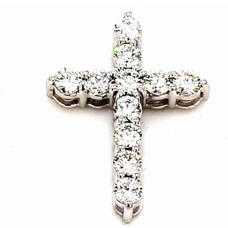 Ninacci 18K White Gold Cross Pendant with 1.17 Carats Round Diamonds - Symbol of Faith and Elegance