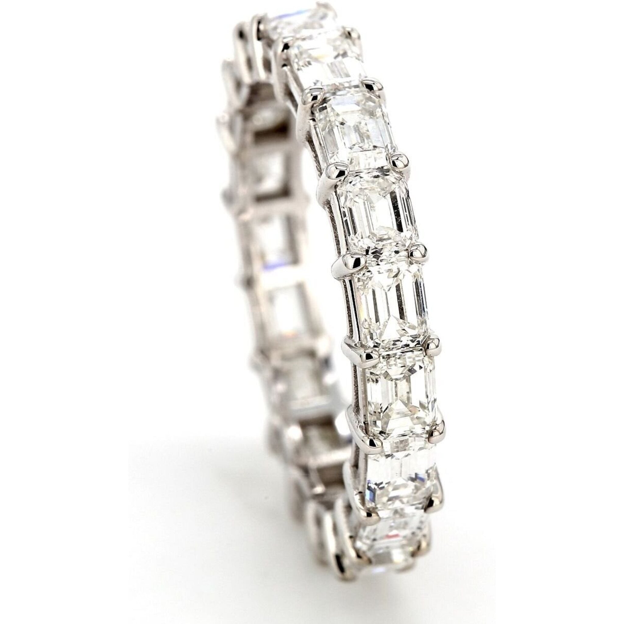 Ninacci 18K White Gold East-to-West Eternity Band with 3.66 Carats of Emerald Cut Diamonds - Size 7.25