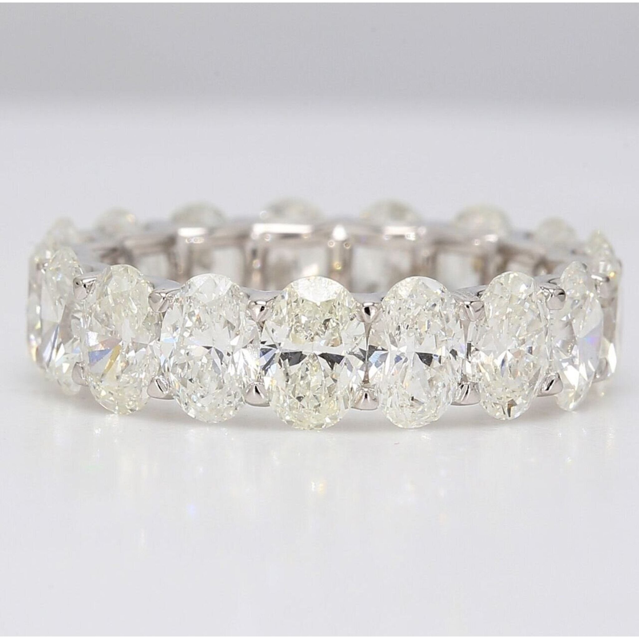 Ninacci 18K White Gold Eternal Love Oval Diamond Eternity Band - 5.54 Carat Total Diamond Weight - Size 6.0