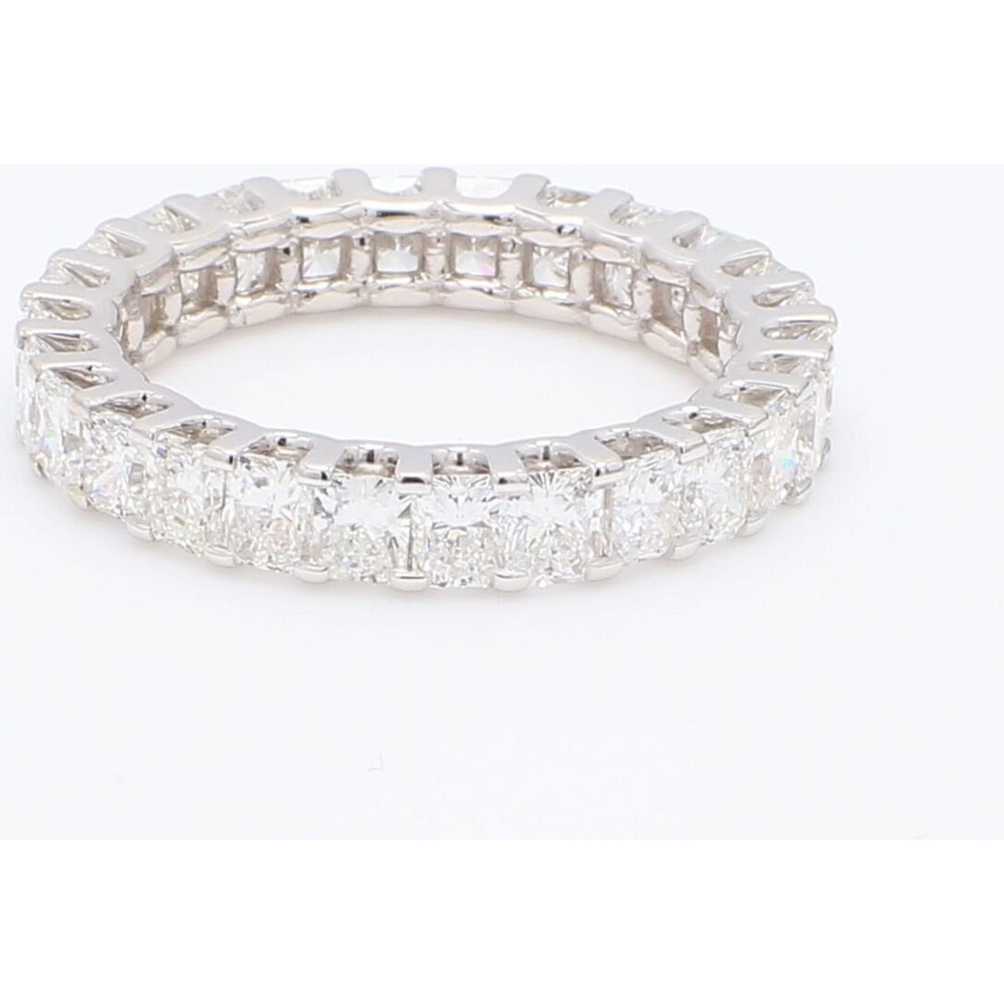 Ninacci 18K White Gold Eternity Band with 26 Radiant Cut Diamonds - 3.70 Carat Total Diamond Weight - Size 6.5