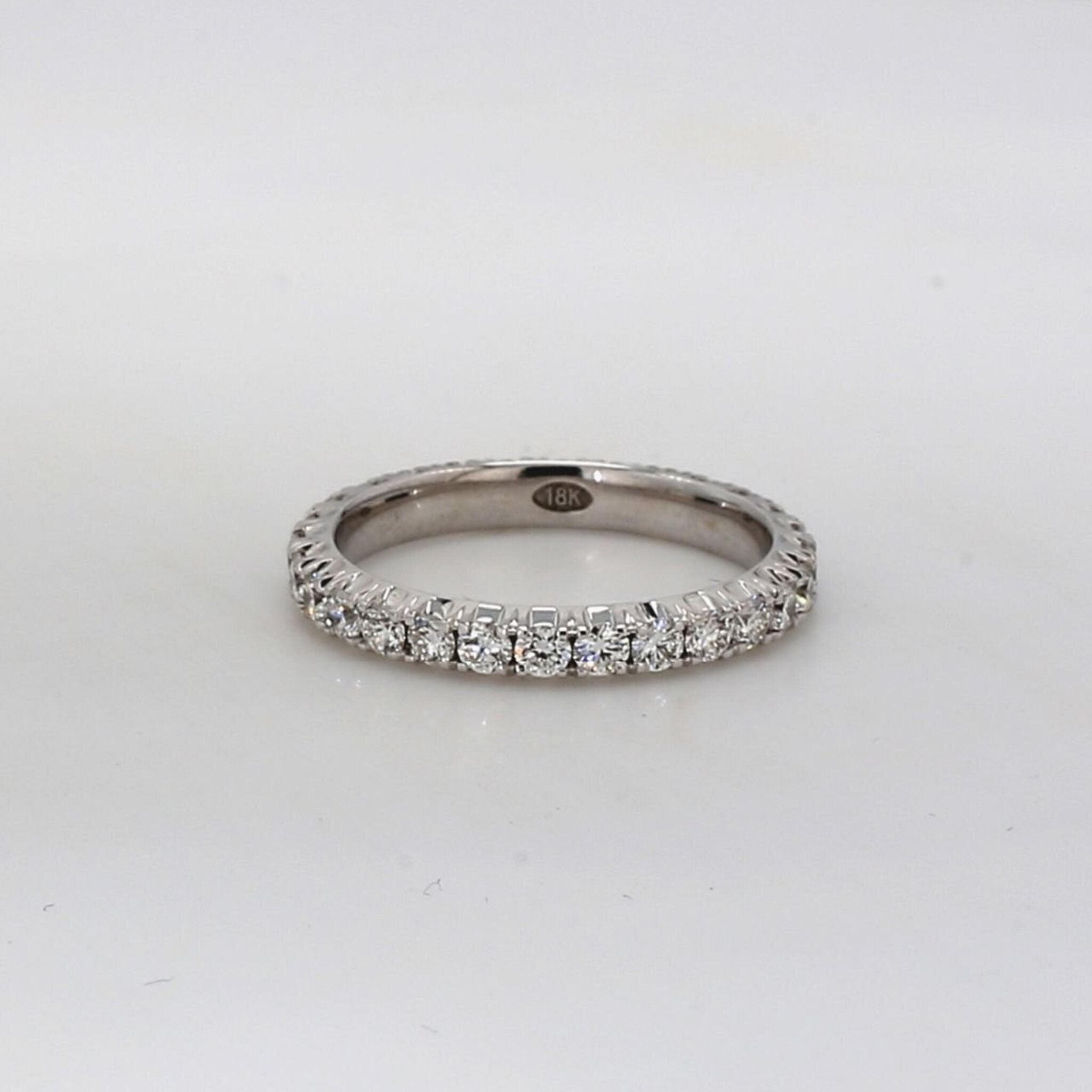 Ninacci 18K White Gold Eternity Band with 4-Prong Set Round Diamonds - 1.05 Carat Total Diamond Weight - Size 6.0
