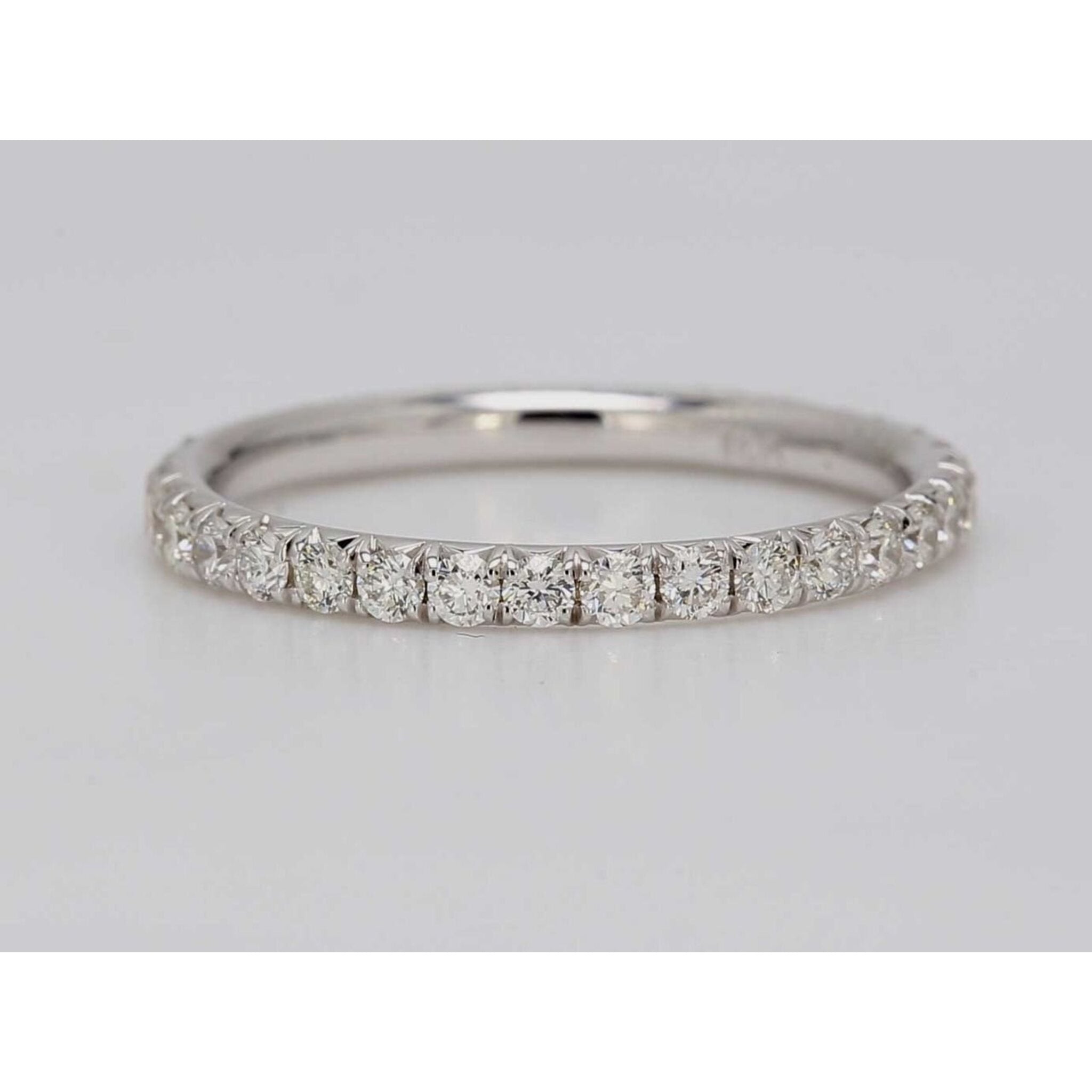 Ninacci 18K White Gold Eternity Band with French Pave Set Round Diamonds - 0.59 Carat Total Diamond Weight - Size 5.0