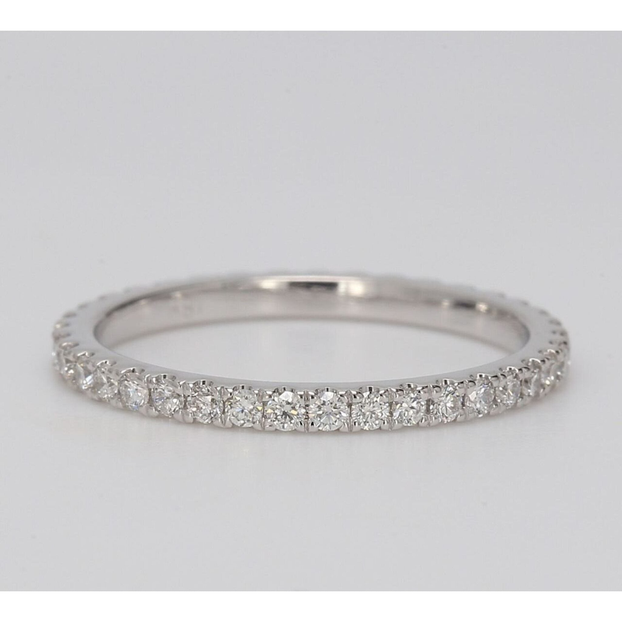 Ninacci 18K White Gold Eternity Band with Prong Set Round Diamonds - 0.45 Carat Total Diamond Weight - Size 5.25