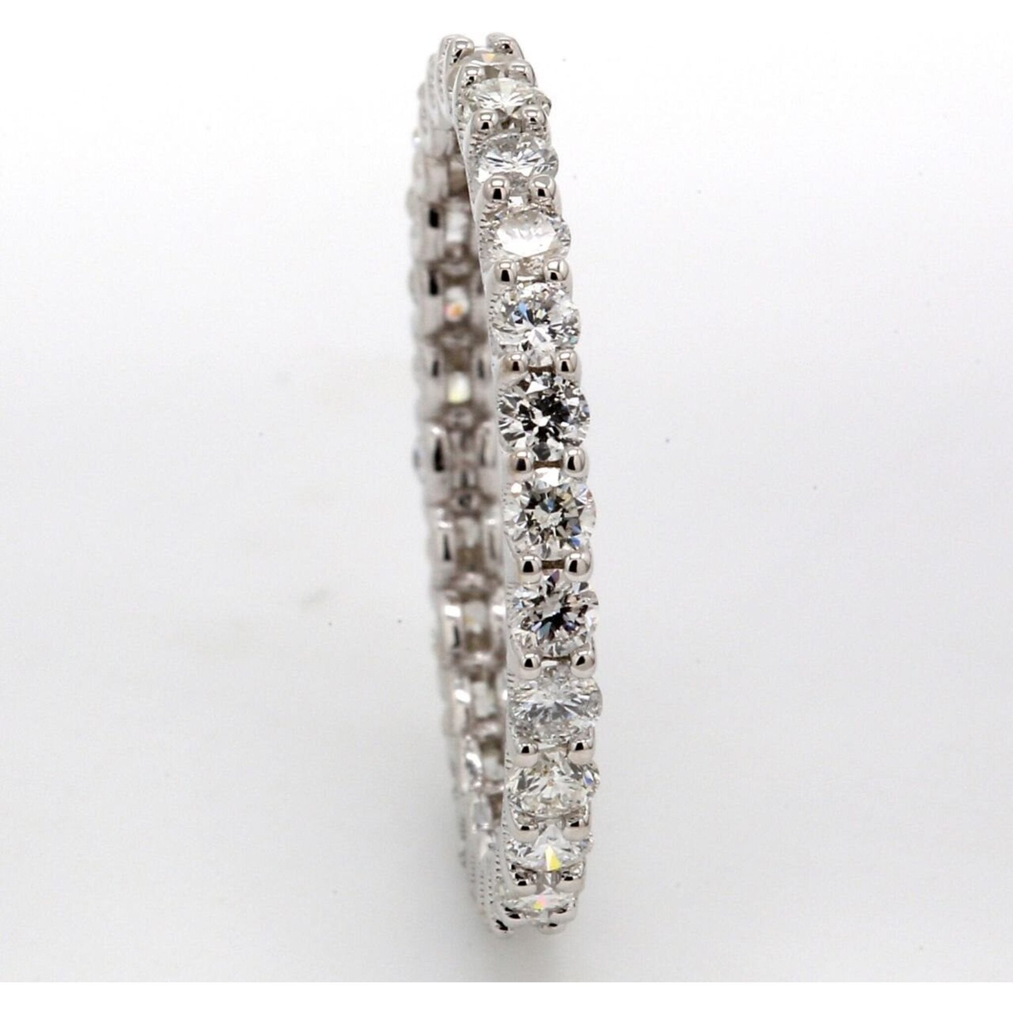 Ninacci 18K White Gold Eternity Band with U-Prong Set Round Diamonds - 0.86 Carat Total Diamond Weight - Size 5.25