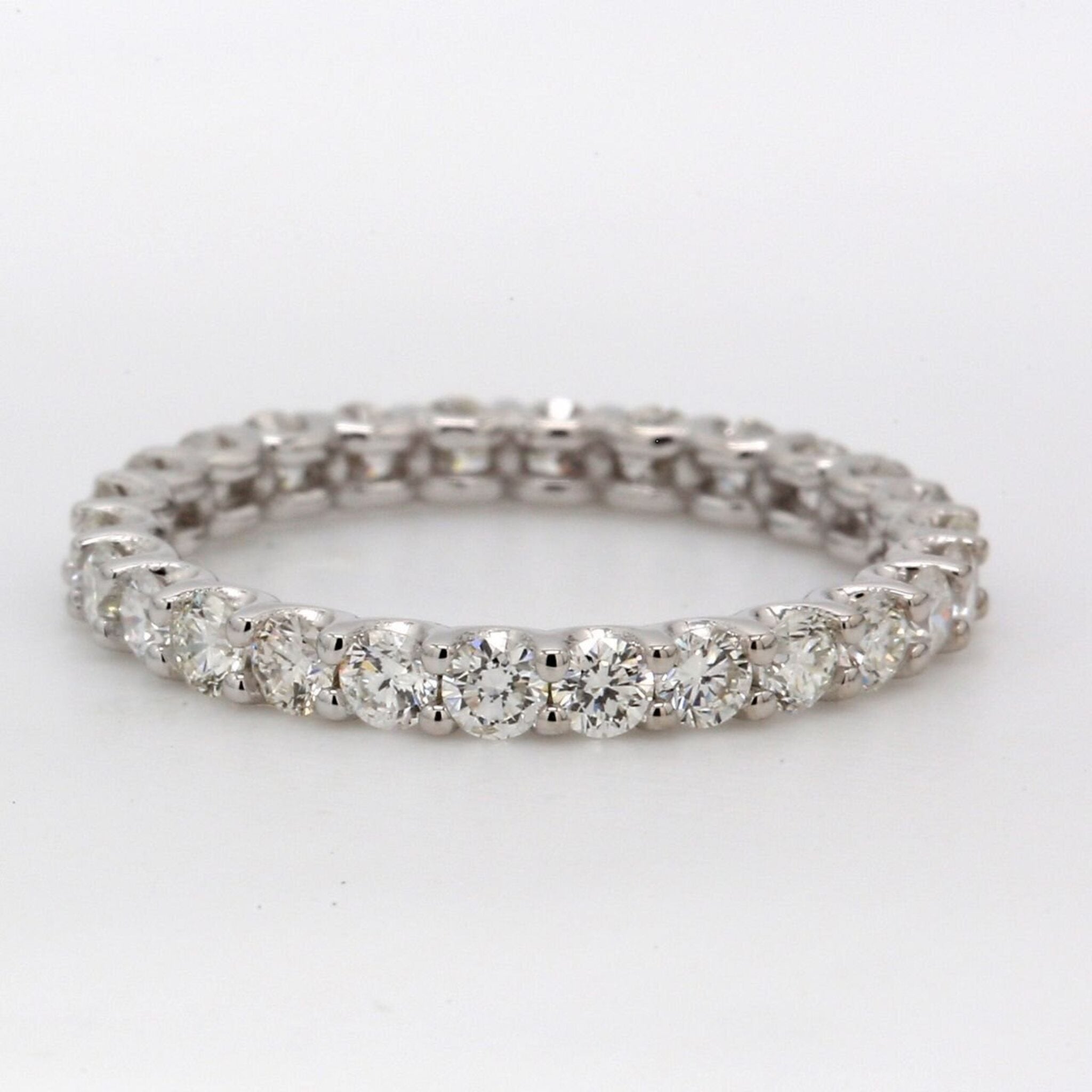 Ninacci 18K White Gold Eternity Band with U-Prong Set Round Diamonds - 1.15 Carat Total Diamond Weight - Size 5.25