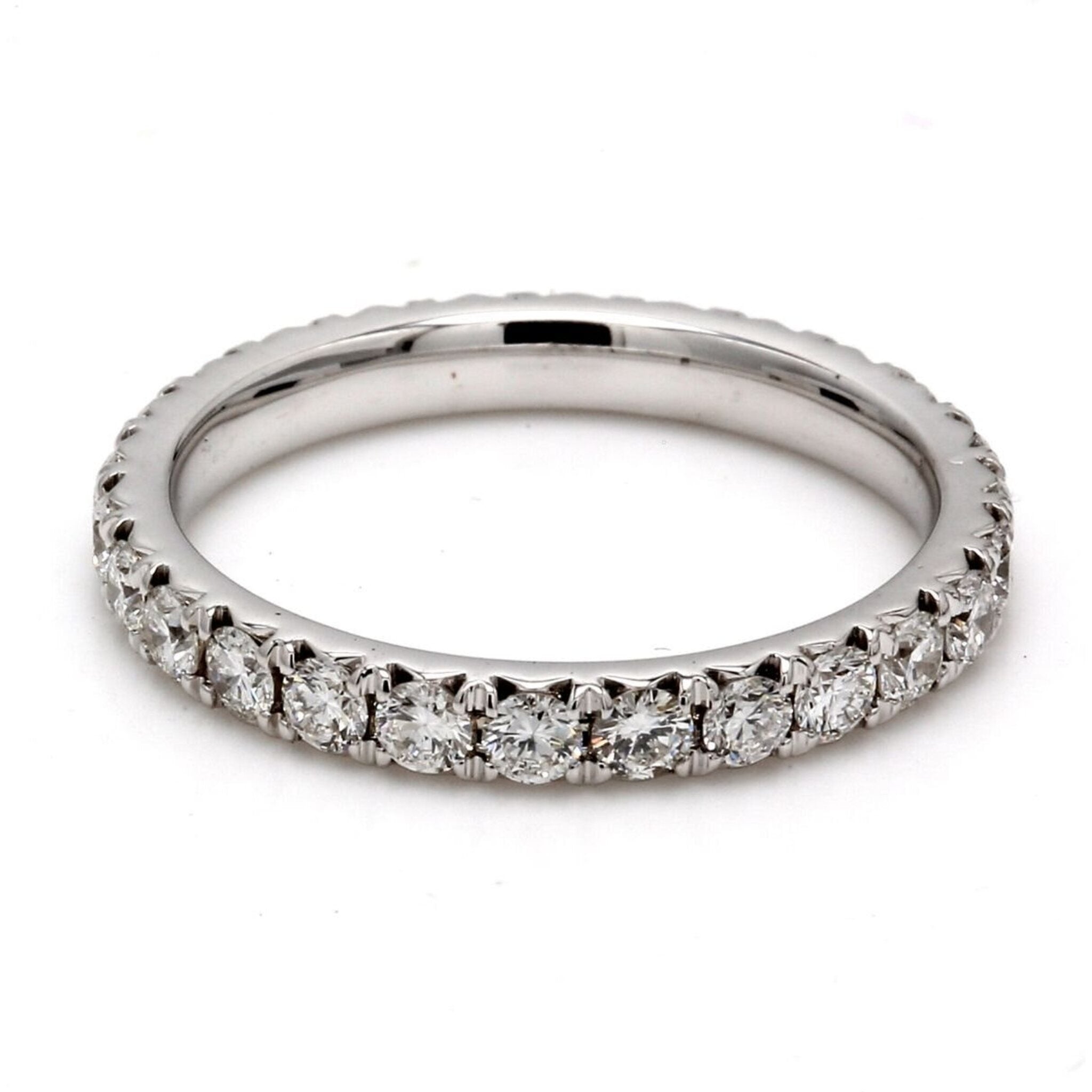 Ninacci 18K White Gold Eternity Band with U-prong Set Round Diamonds - 1.25 Carat Total Diamond Weight - Size 6.0