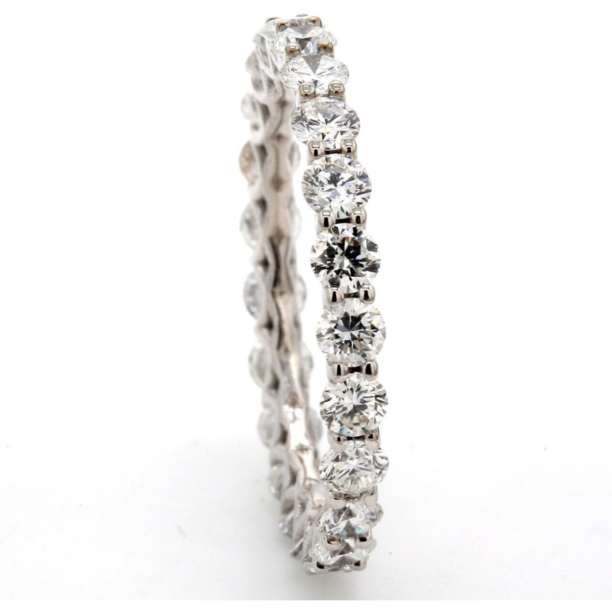 Ninacci 18K White Gold Eternity Band with U-Prong Set Round Diamonds - 1.74 Carat Total Diamond Weight - Size 6.5