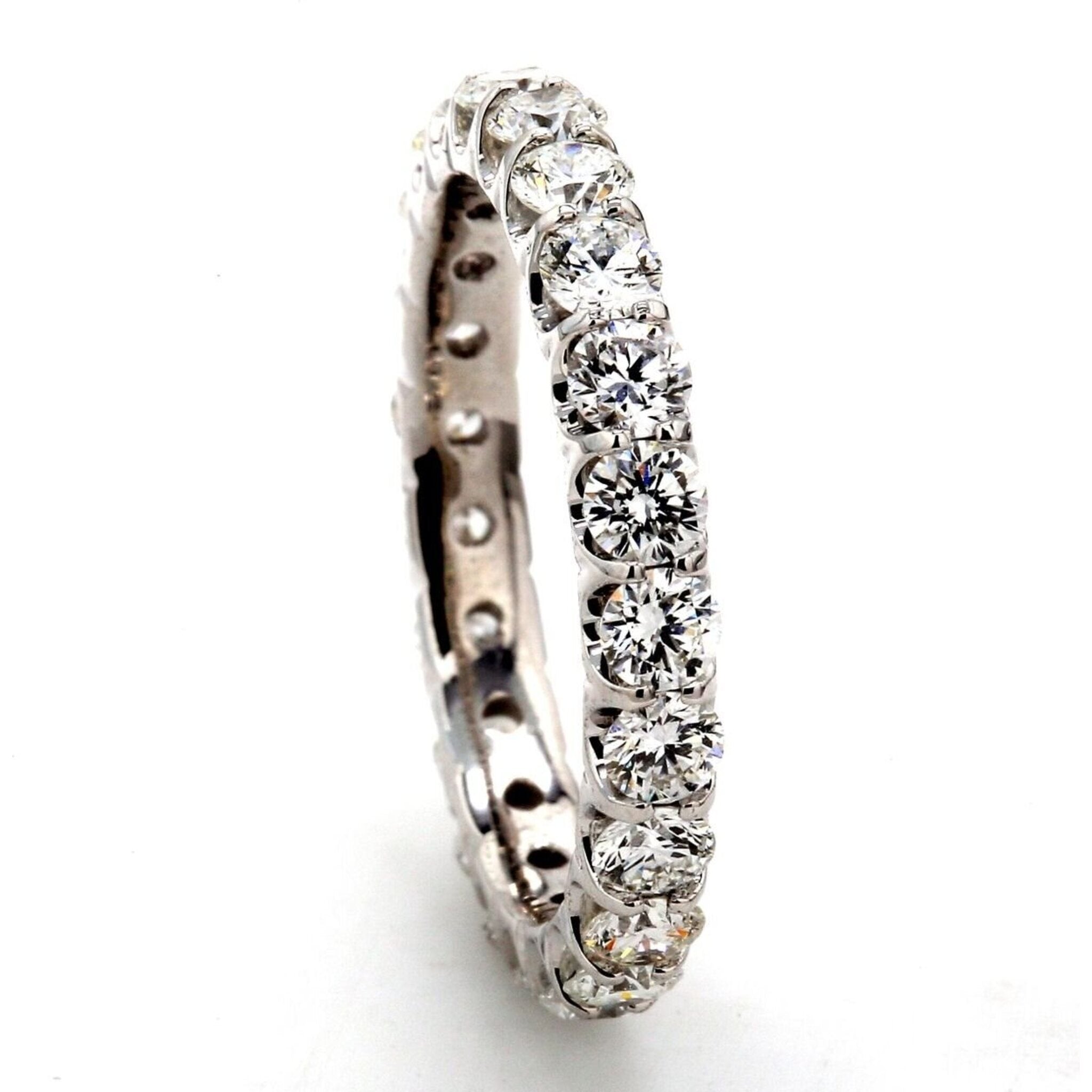 Ninacci 18K White Gold Eternity Band with U-Prong Set Round Diamonds - 1.85 Carat Total Diamond Weight - Size 5.0