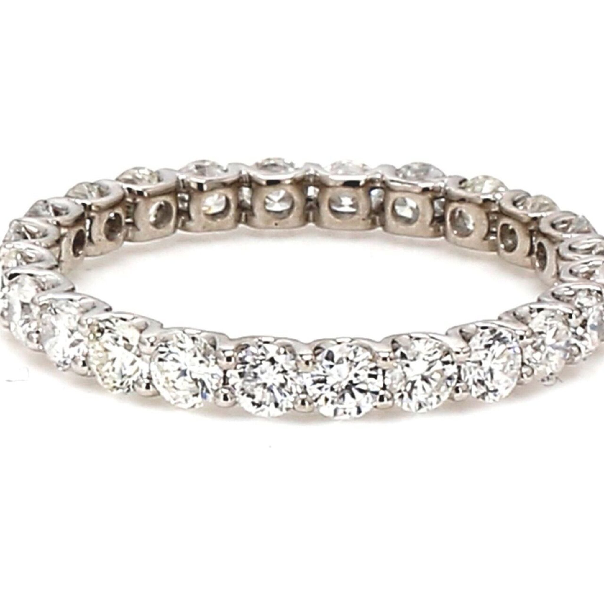 Ninacci 18K White Gold Eternity Band with U-Prong Set Round Diamonds - 2.13 Carat Total Diamond Weight - Size 9.0
