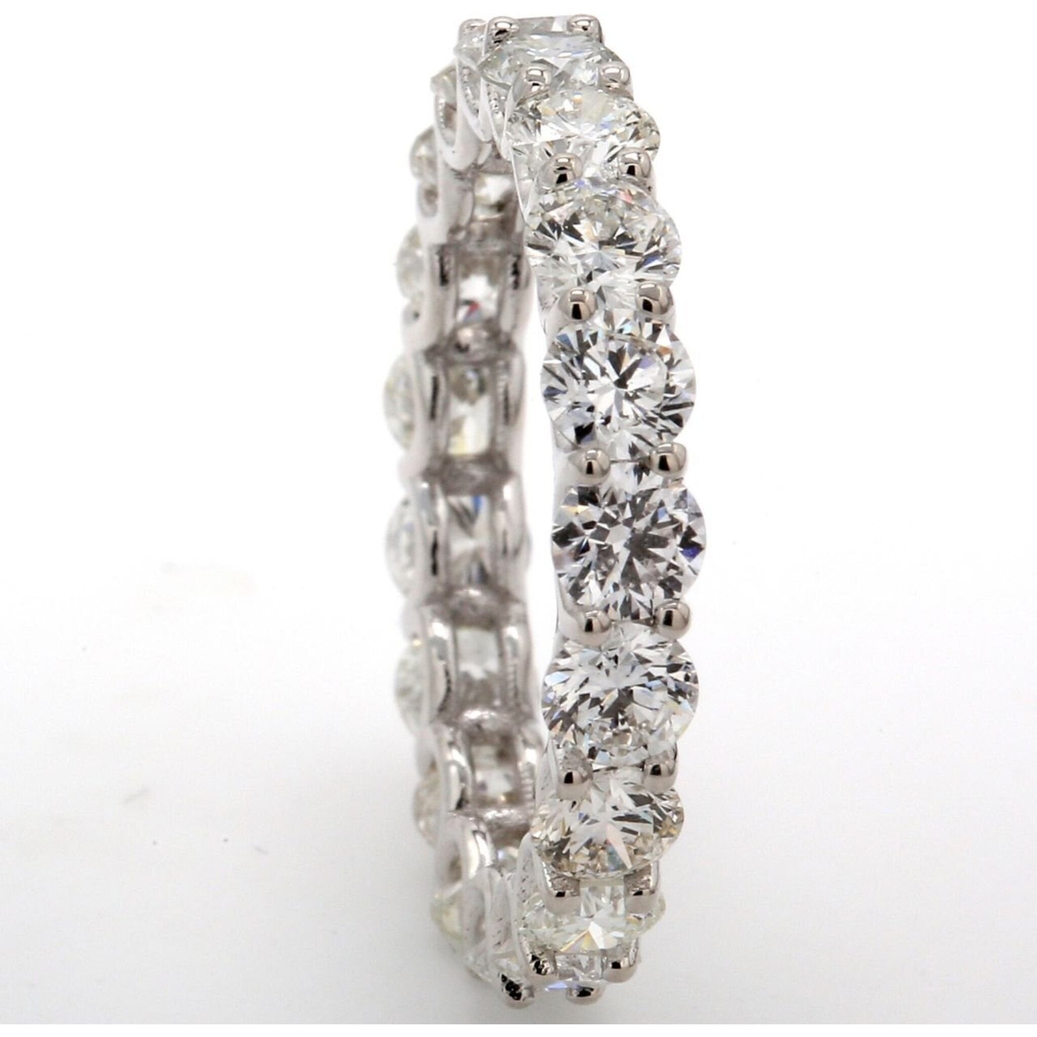 Ninacci 18K White Gold Eternity Band with U-Prong Set Round Diamonds - 2.56 Carat Total Diamond Weight - Size 5.25