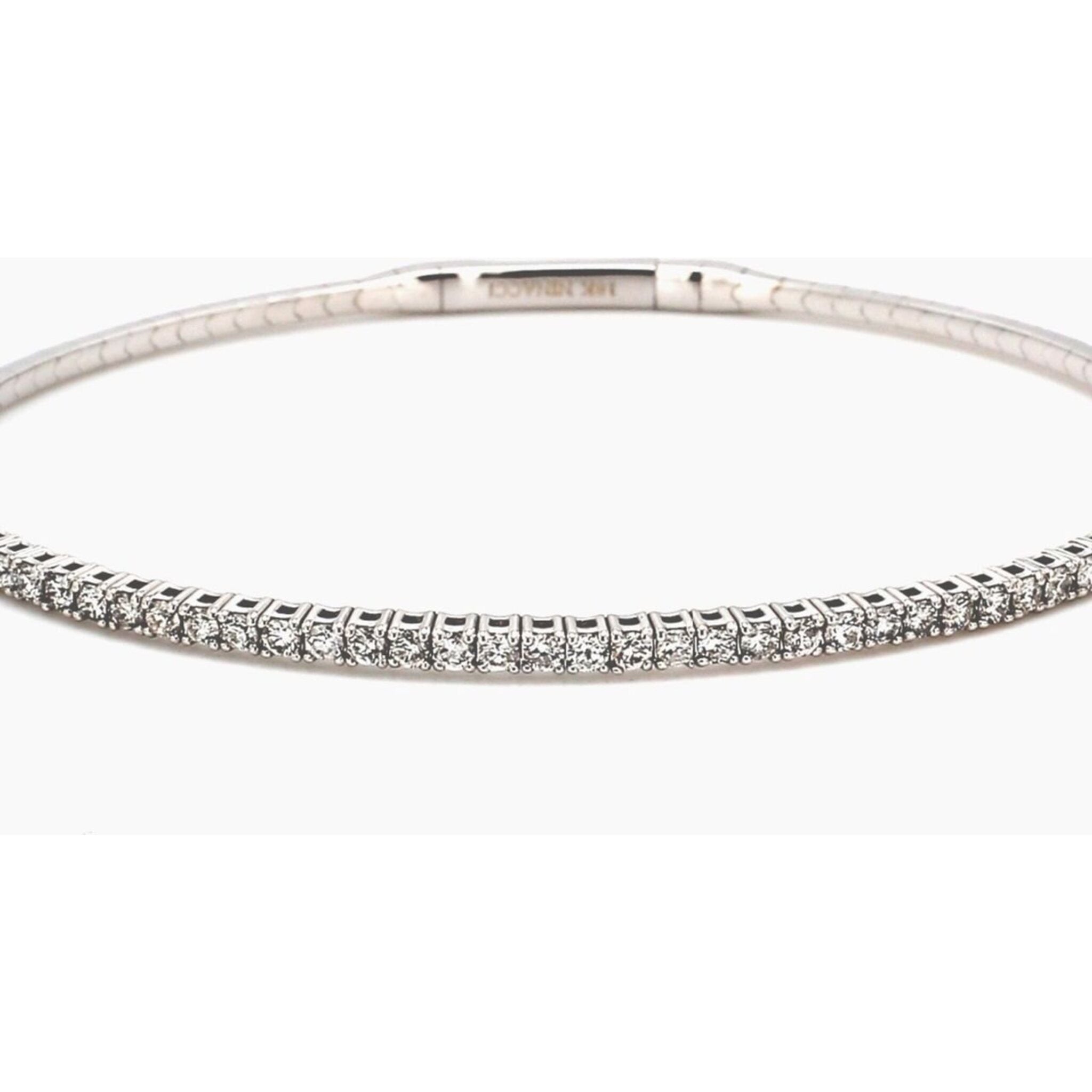 Ninacci 18K White Gold Flexible Bangle with Pre-set Round Diamonds - 1.01 Carat Total Diamond Weight