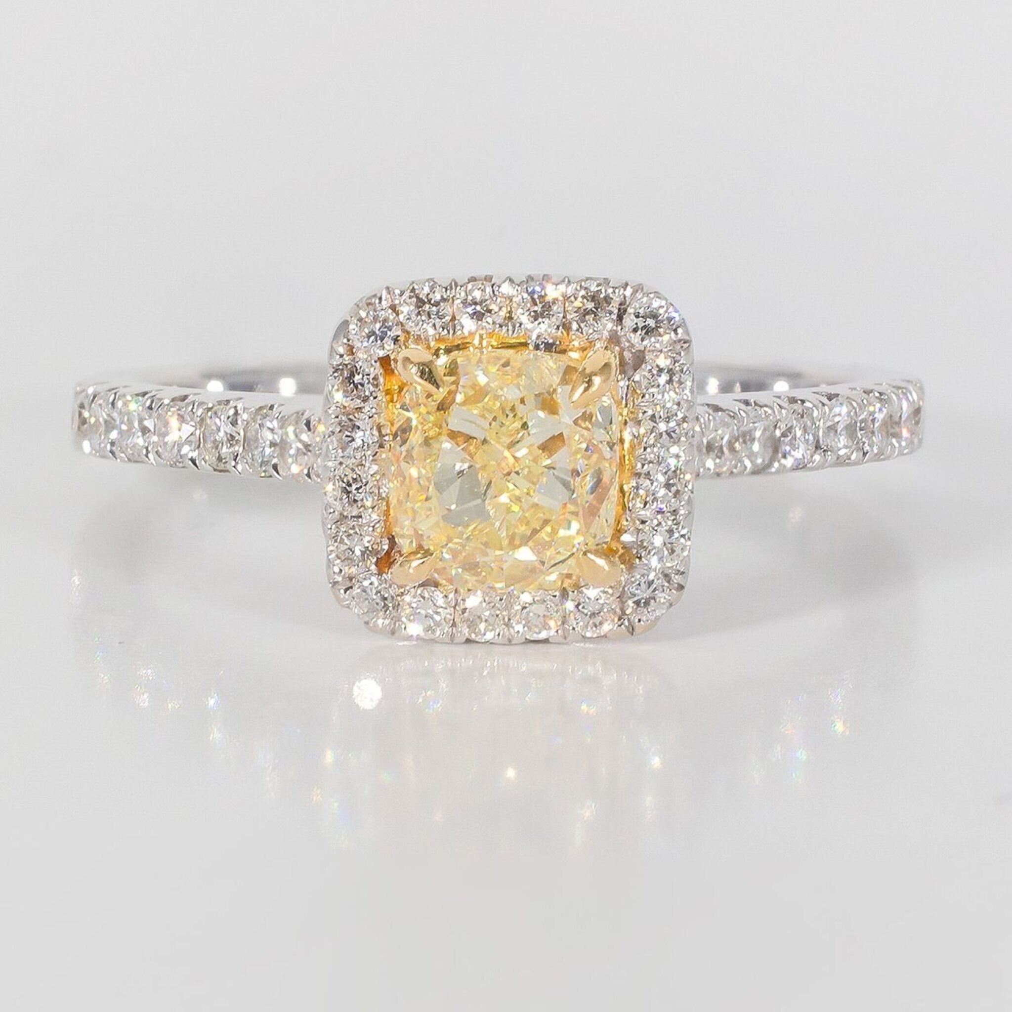 Ninacci 18K White Gold Halo Ring with 1.34 Carat Total Diamond Weight