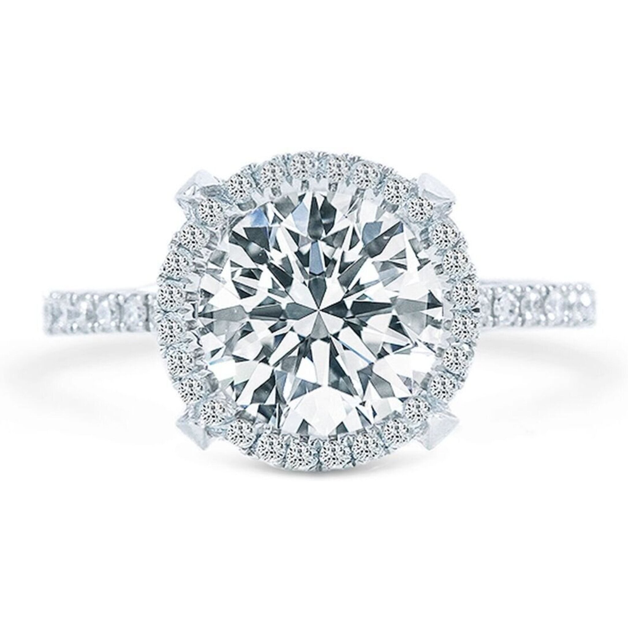Ninacci 18K White Gold Halo Semi-Mount Engagement Ring with 0.56 Carats Diamonds