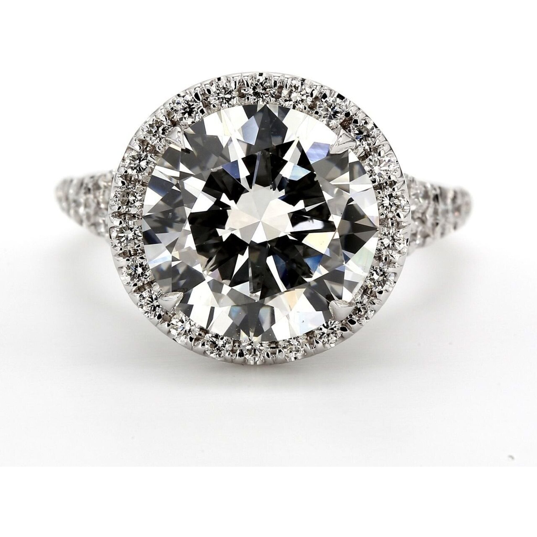 Ninacci 18K White Gold Halo Semi-Mount Engagement Ring with Prong Set Round Diamonds - 0.62 Carats Total Weight - Size 6.5