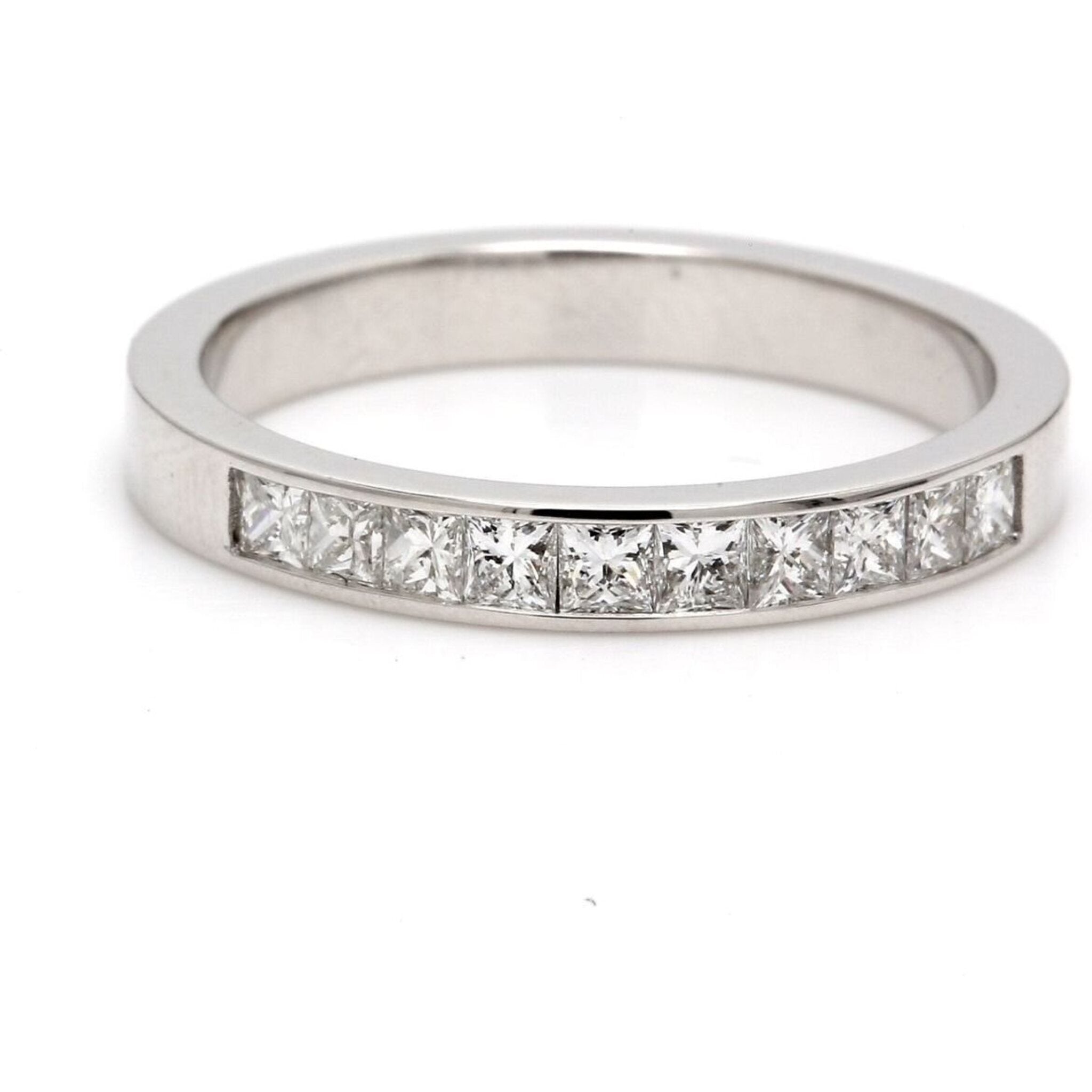 Ninacci 18K White Gold Princess-Cut Diamond Elegance Band - 0.60 Carat Total Diamond Weight - Size 8.5