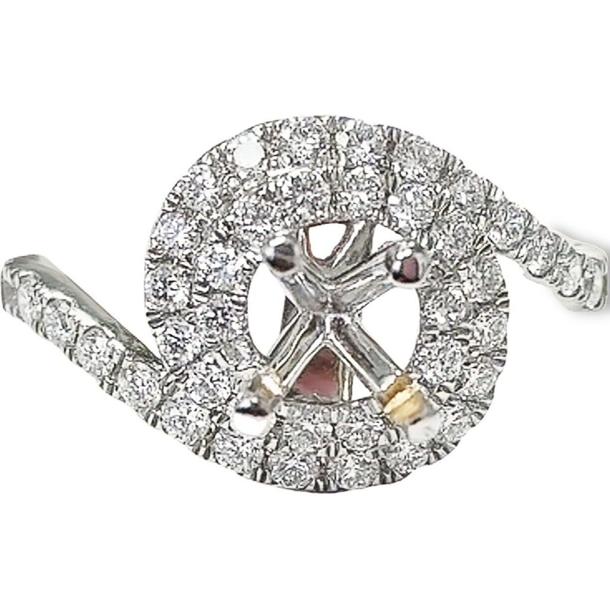 Ninacci 18K White Gold Shared Prong Semi-Mount Ring with 1.30 Carats Diamonds