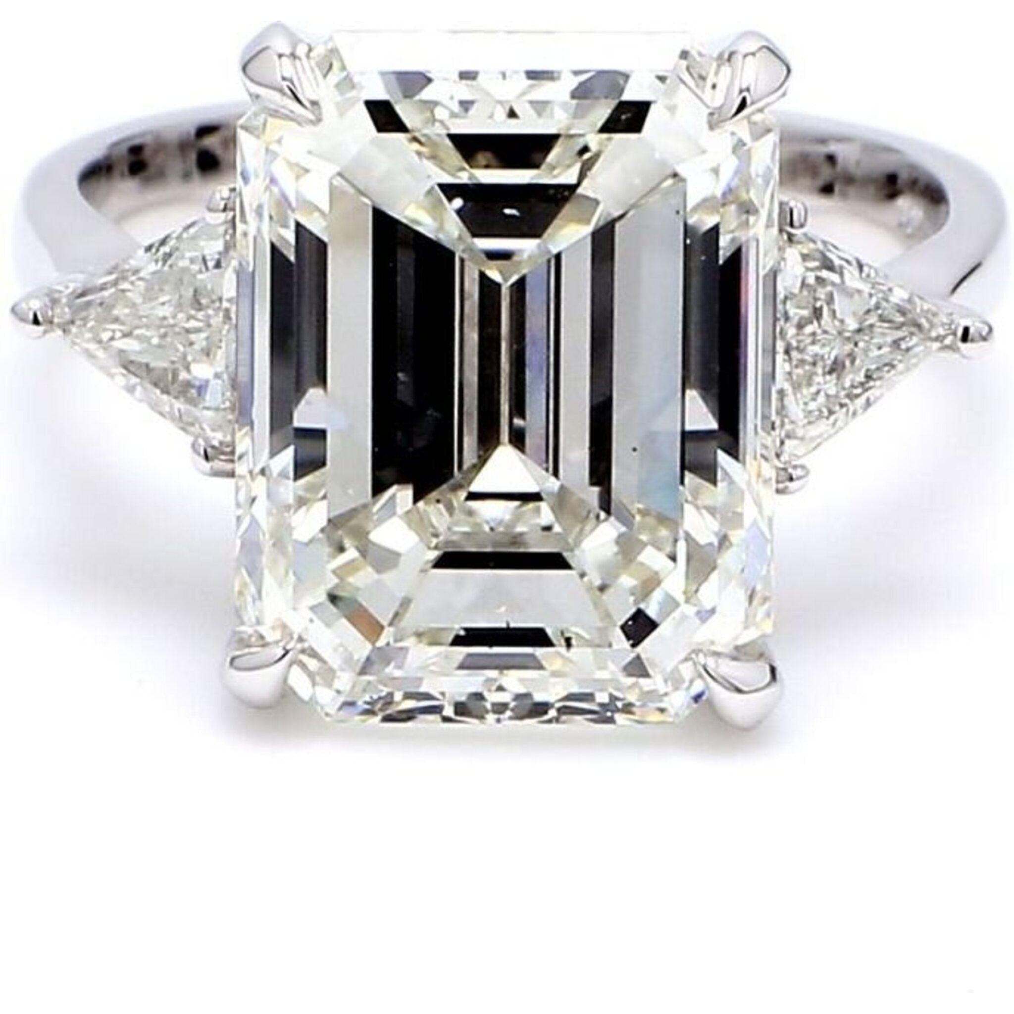 Ninacci 18K White Gold Trilliant Cut Diamond 3-Stone Semi-Mount Engagement Ring - 0.52 Carat Total Diamond Weight - Size 7.75