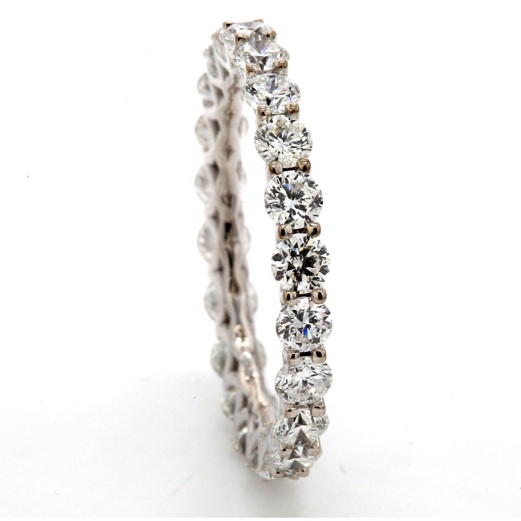 Ninacci 18K White Gold U-Prong Eternity Band with 22 Round Diamonds - 1.66 Carat Total Diamond Weight - Size 5.5
