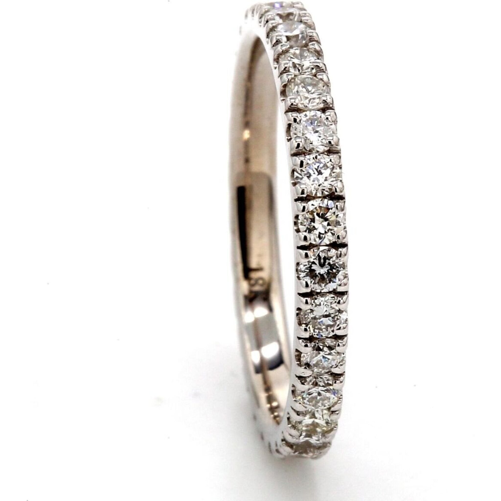 Ninacci 18K White Gold U-Prong Eternity Band with 30 Round Diamonds - 0.80 Carat Total Diamond Weight - Size 5.0