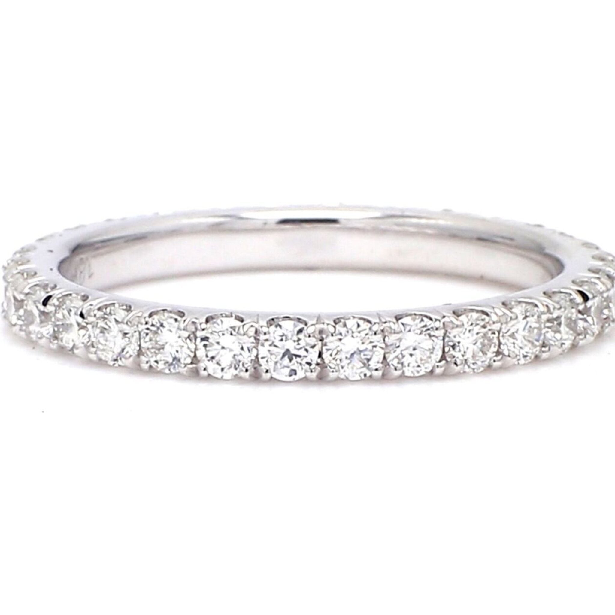 Ninacci 18K White Gold U-Prong Eternity Band with 30 Round Diamonds - 0.87 Carat Total Diamond Weight - Size 6.0