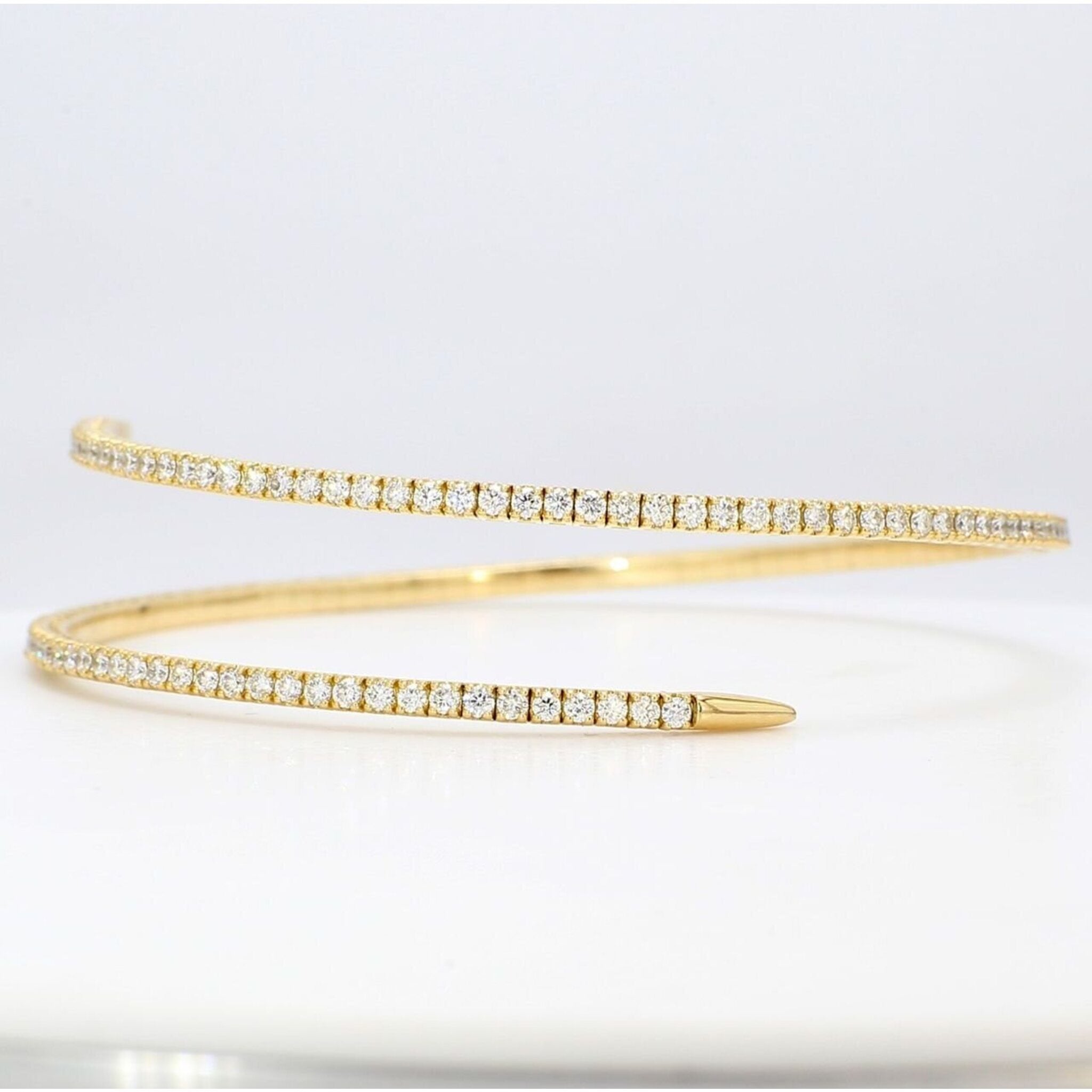 Ninacci 18K Yellow Gold 2.28 Carats Flexible Diamond Bangle Bracelet