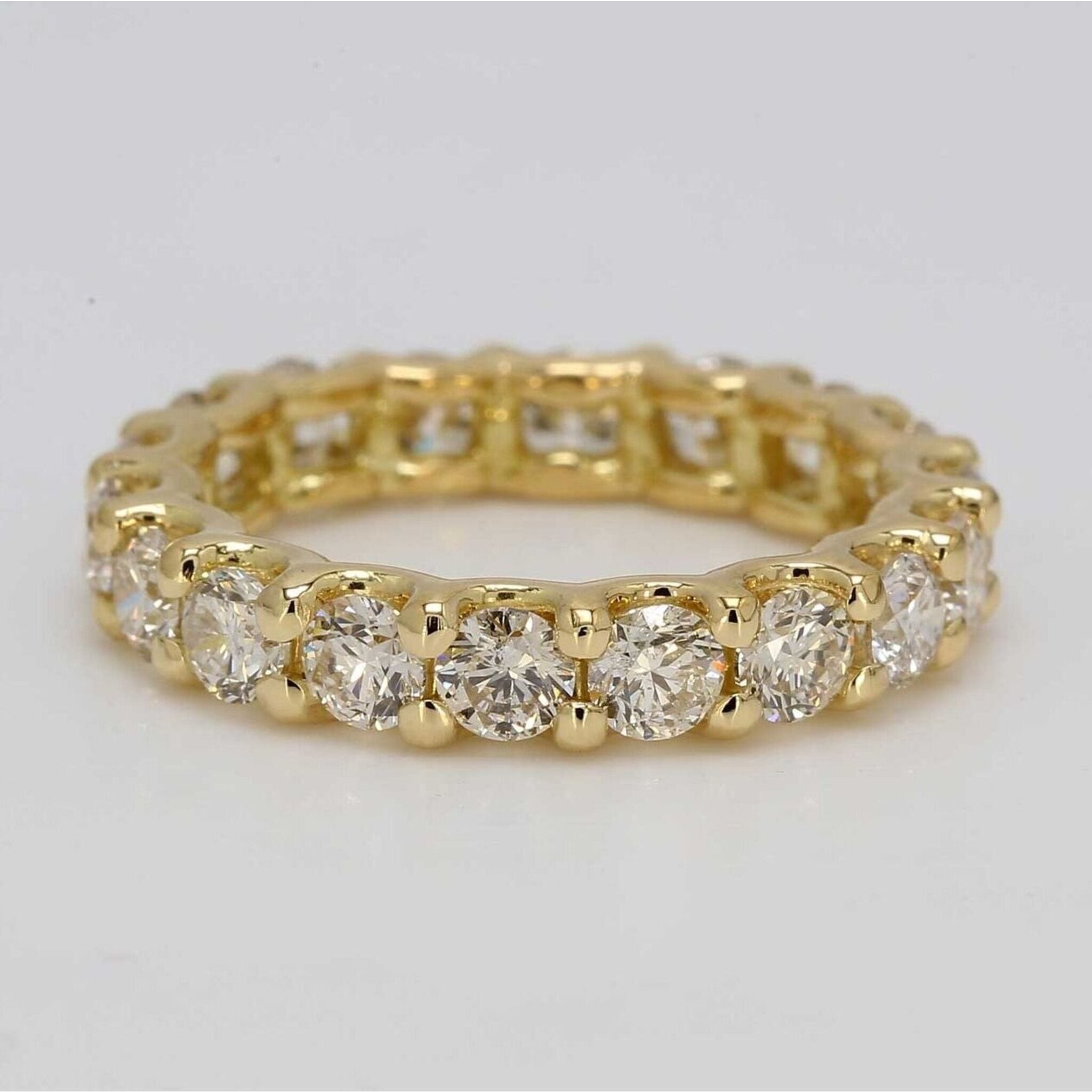 Ninacci 18K Yellow Gold 3.33 Carats Round Diamond Eternity Band - Size 7.5