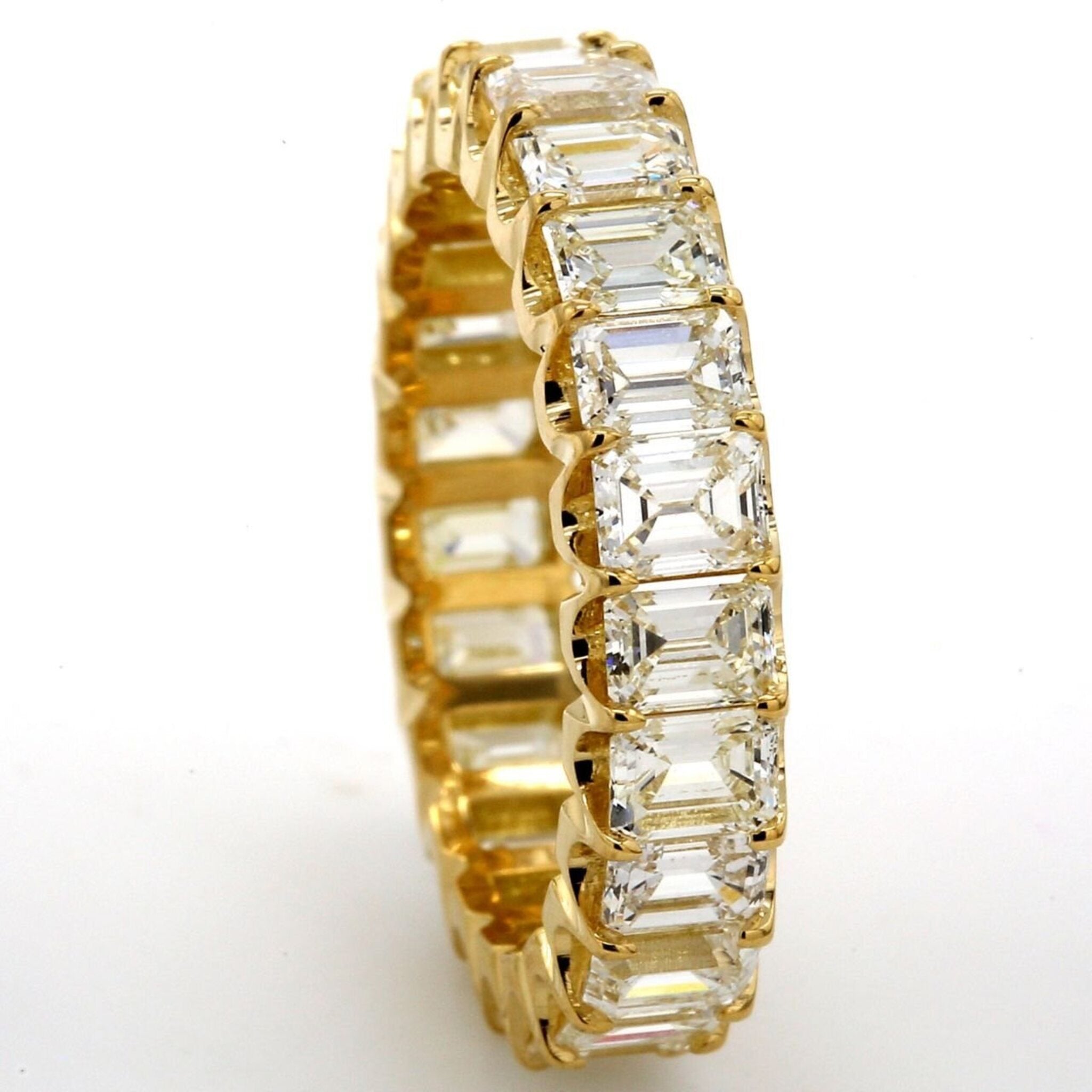 Ninacci 18K Yellow Gold 3.82 Carats Emerald Cut Diamond Eternity Band - Size 6
