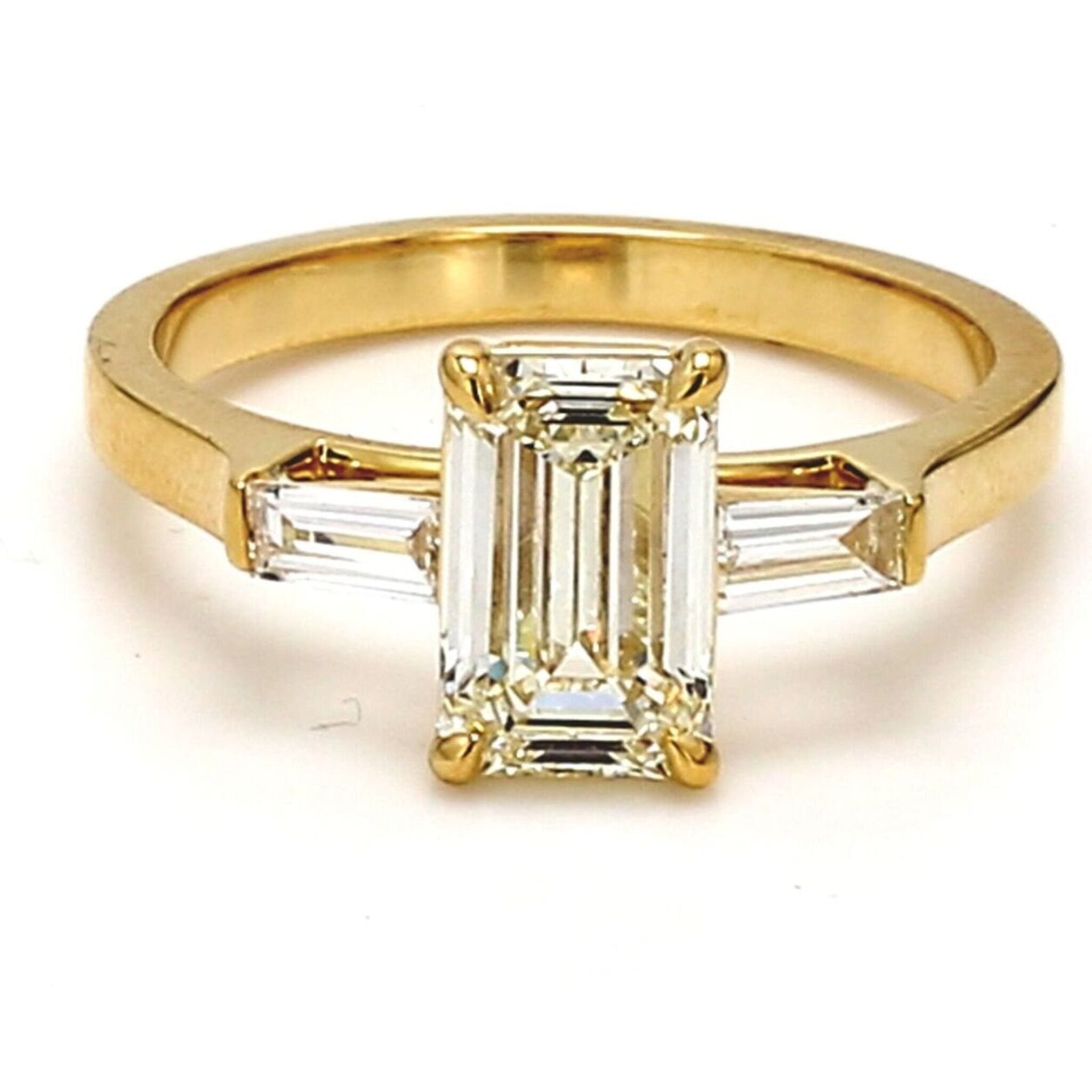 Ninacci 18K Yellow Gold 3-Stone Tapered Baguette Diamond Ring - 0.24 Carat Total Diamond Weight - Size 7.25