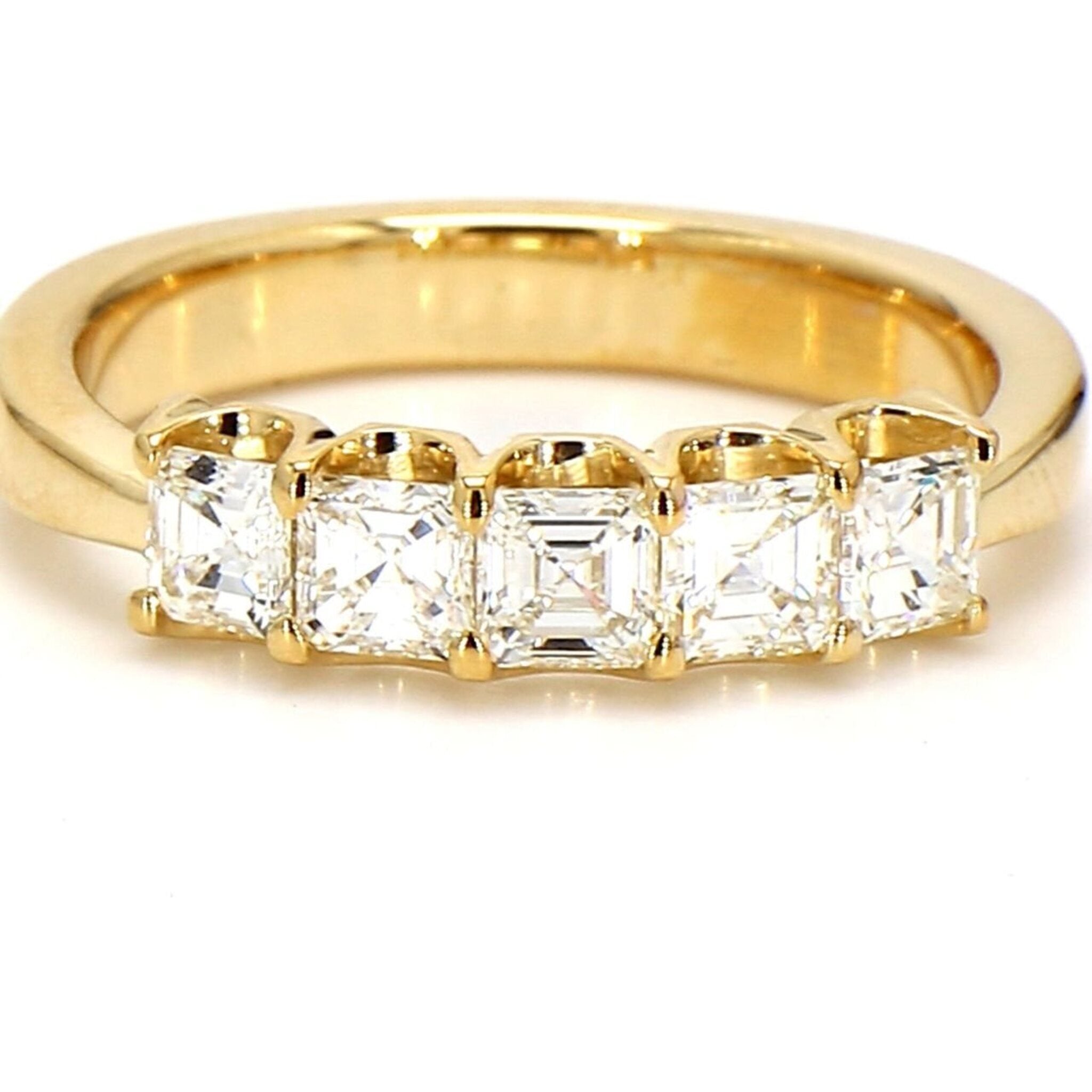 Ninacci 18K Yellow Gold 5-Stone Asscher-Cut Diamond Band Ring - 1.06 Carat Total Diamond Weight - Size 7.5