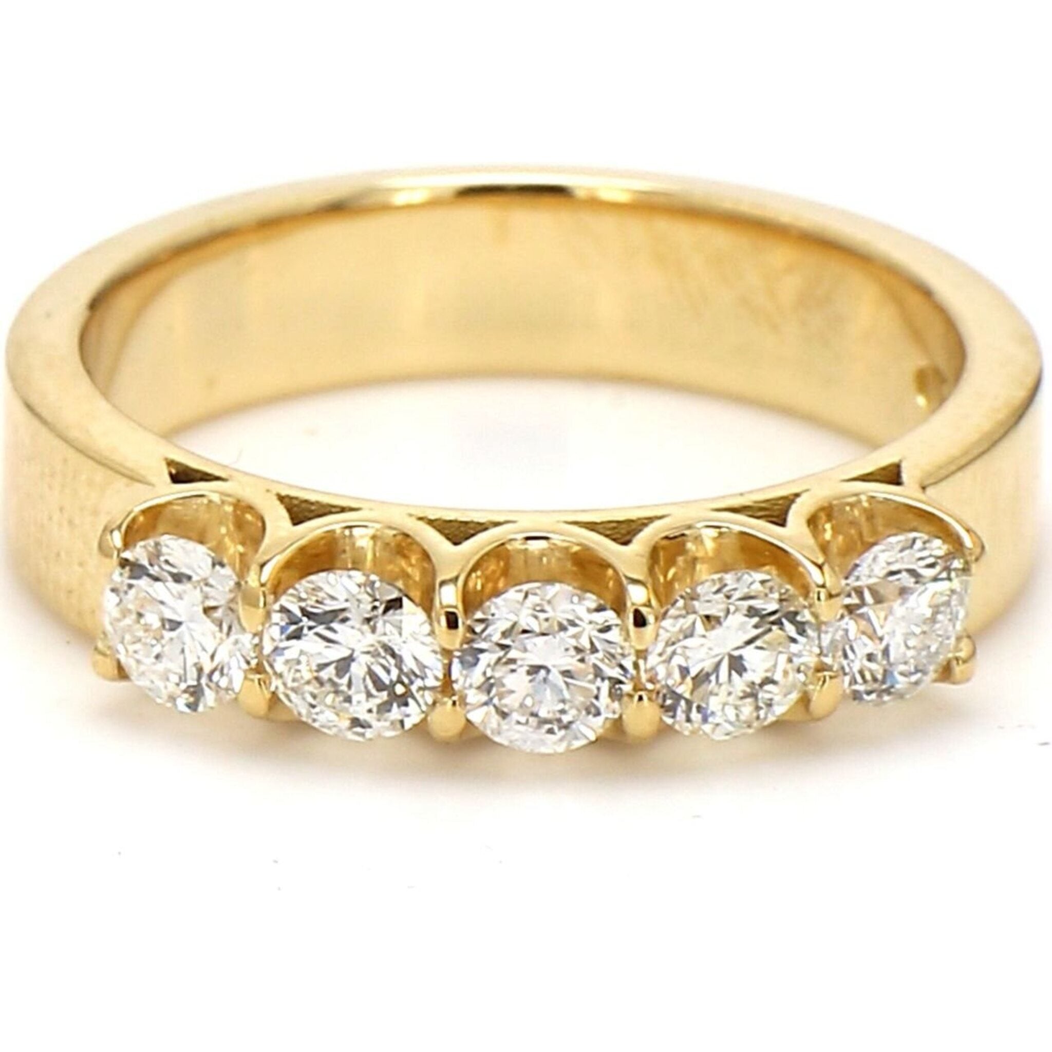 Ninacci 18K Yellow Gold 5-Stone Band with Prong-Set Round Diamonds - 0.91 Carat Total Diamond Weight - Size 7.0