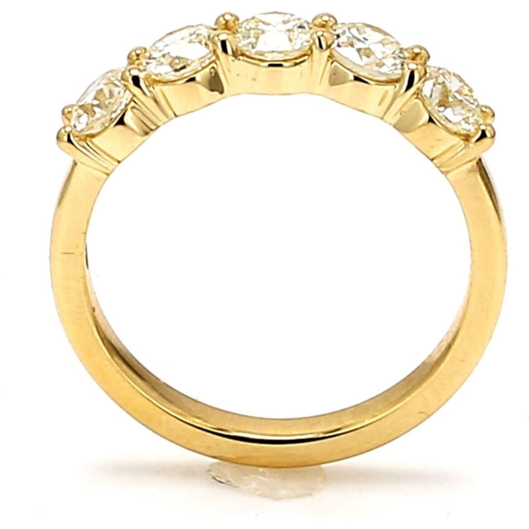 Ninacci 18K Yellow Gold 5-Stone Band with Prong-Set Round Diamonds - 1.21 Carat Total Diamond Weight - Size 6
