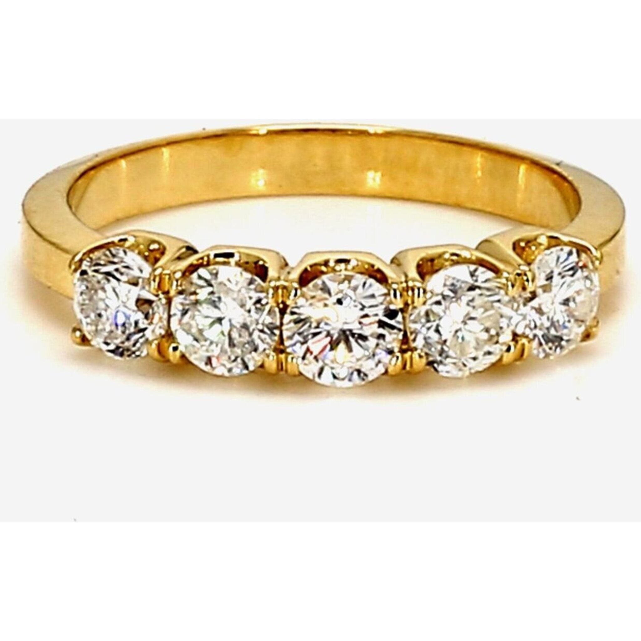 Ninacci 18K Yellow Gold 5-Stone Diamond Band Ring - 1.05 Carat Total Diamond Weight - Size 6.5
